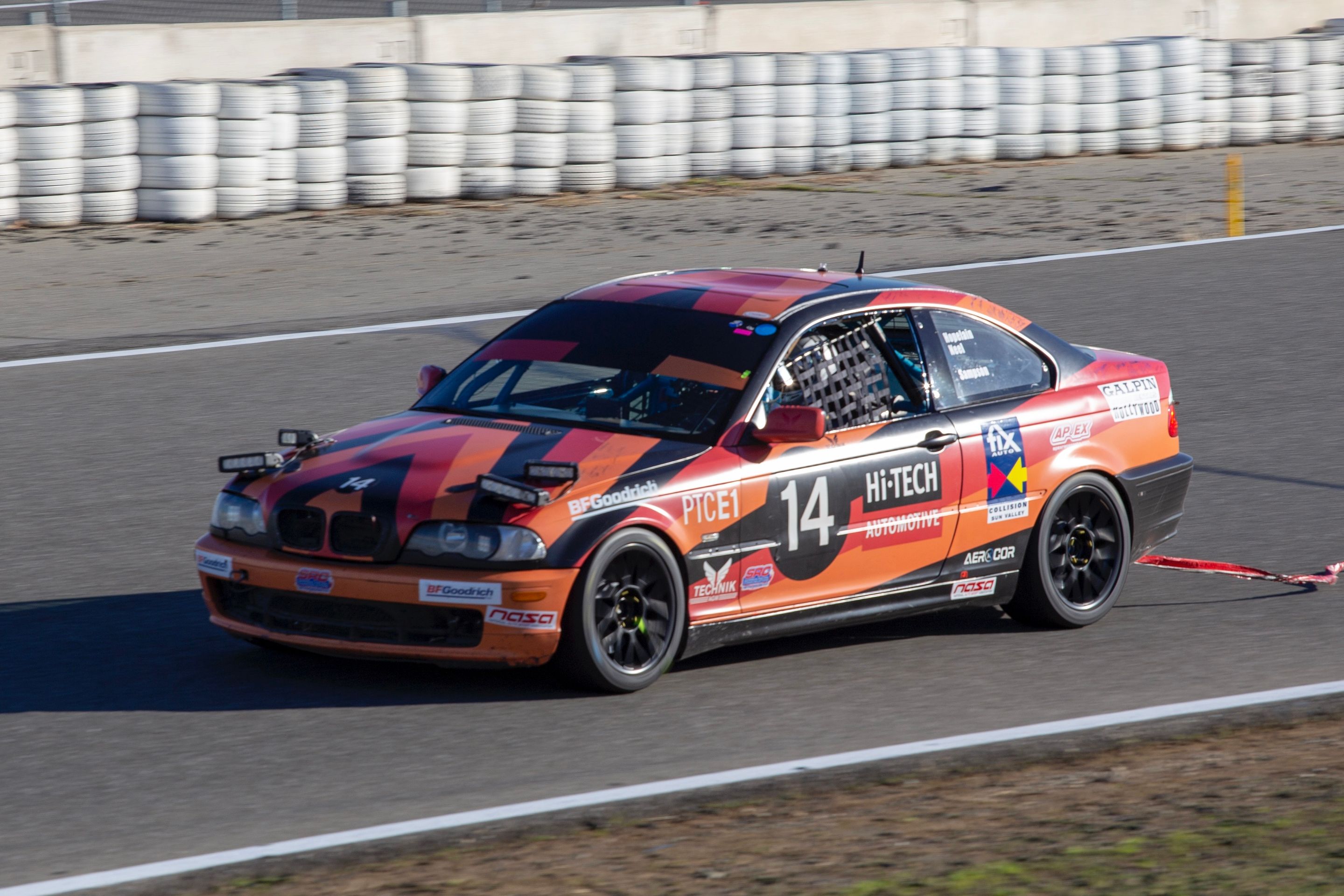 Orange BMW Spec E46 with 17" ARC-8 Apex wheels in Satin Black