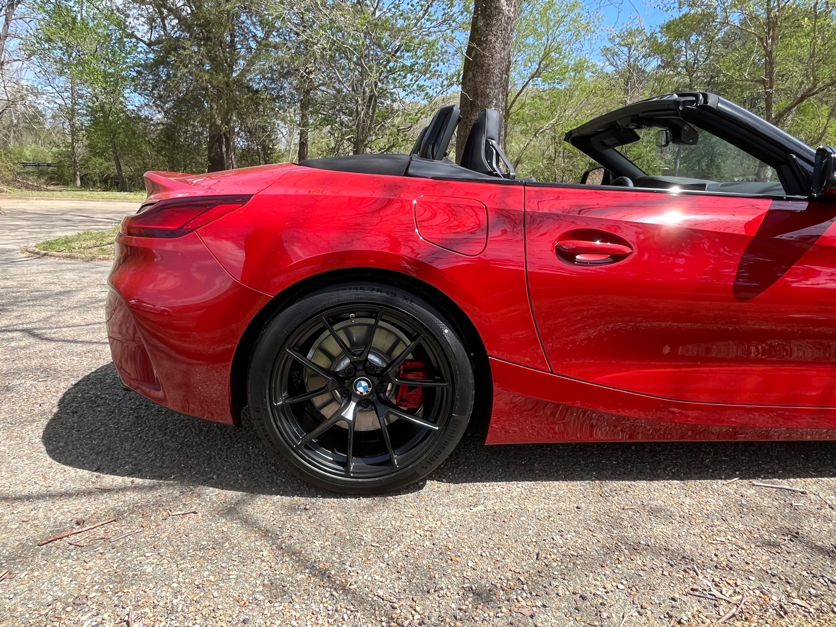 Red BMW G29 Z4 with 19" VS-5RS Apex wheels in Satin Black