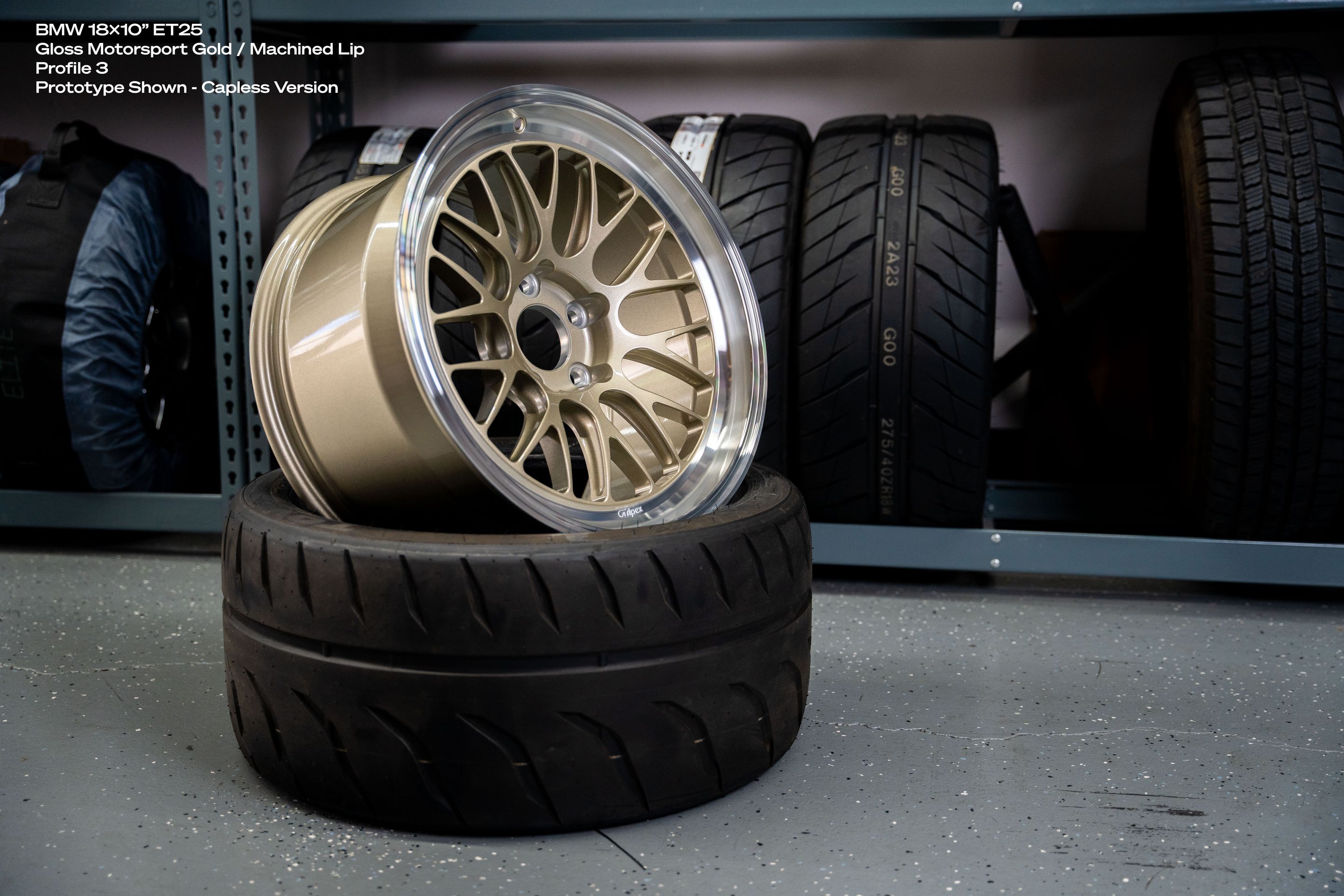 White BMW E92 Coupe M3 with 18" ML-10RT Apex wheels in Motorsport Gold