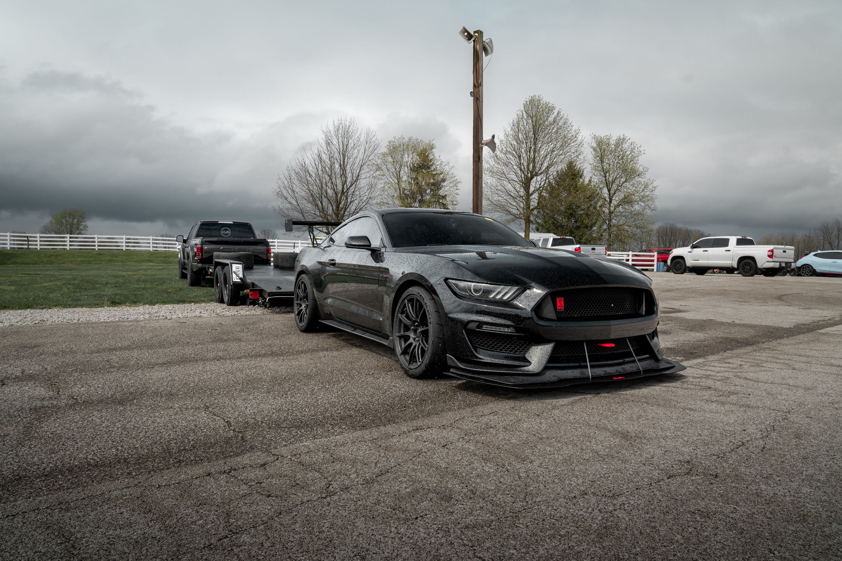 Black Ford S550 Mustang GT350R with 19" SM-10 Apex wheels in Satin Black