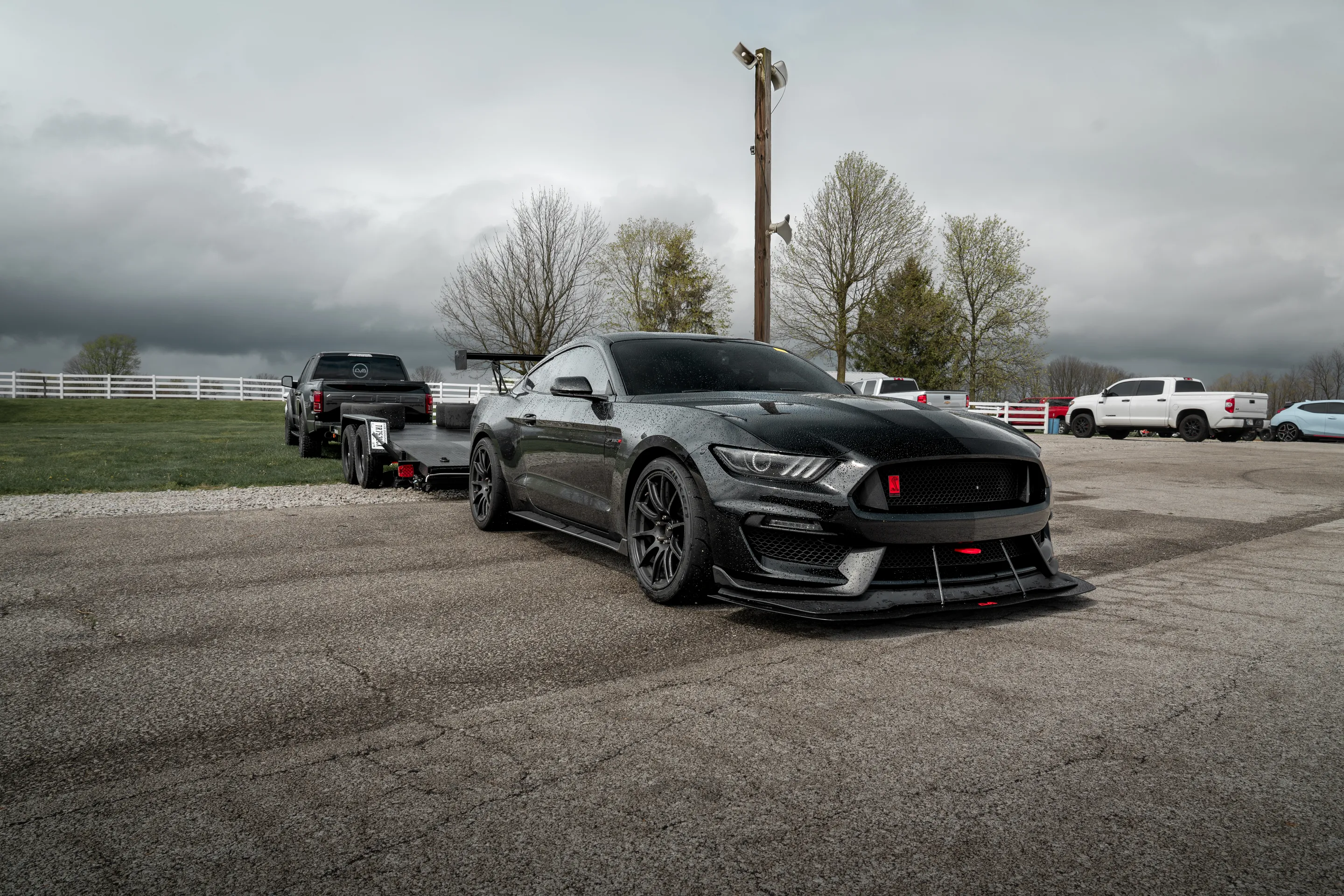 Black Ford S550 Mustang GT350R with 19" SM-10 Apex wheels in Satin Black