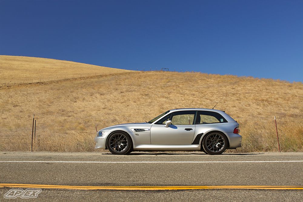 Silver BMW E36/8 Coupe Z3 M with 18" EC-7 Apex wheels in Anthracite