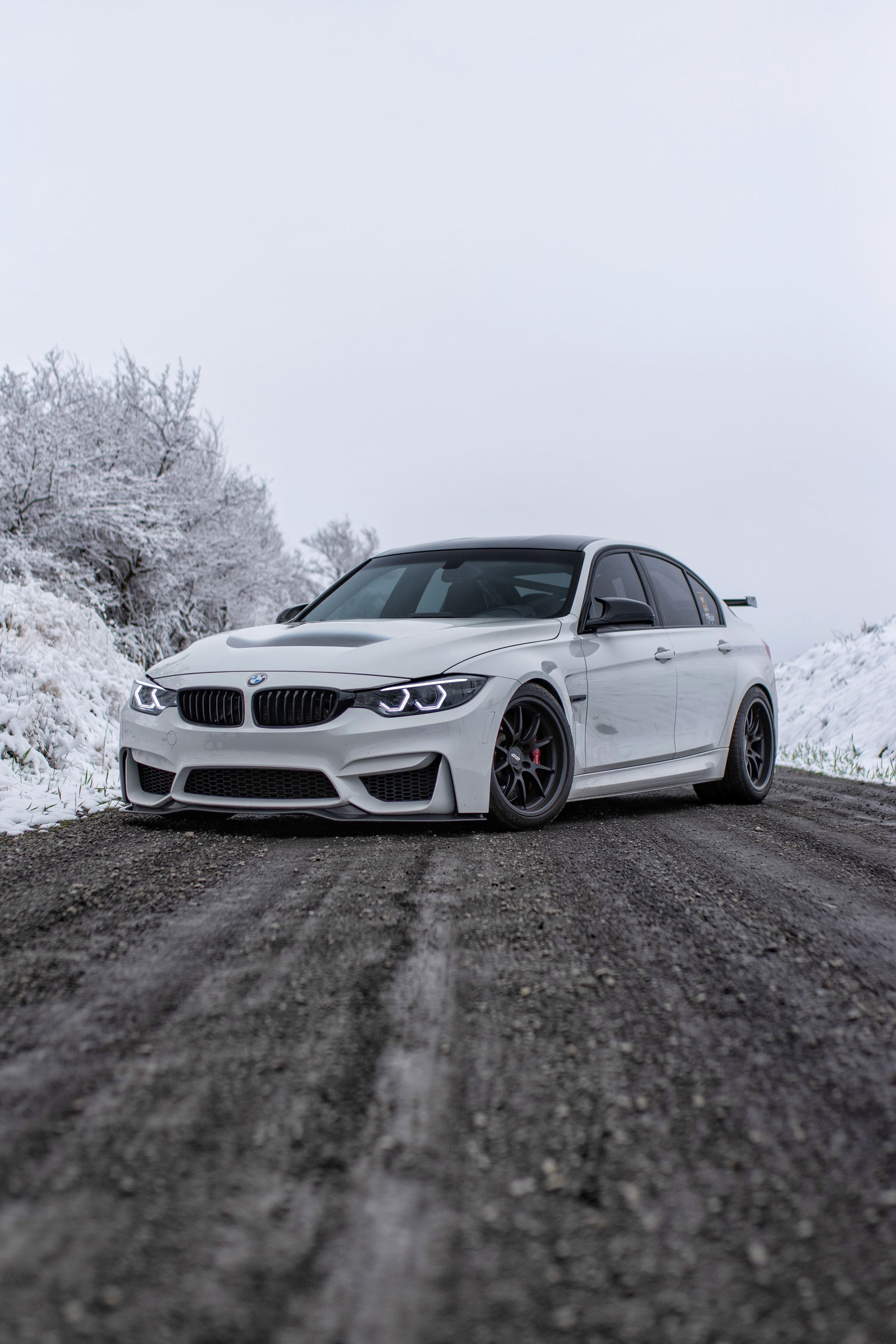 White BMW F80 M3 with 18" FL-5 Apex wheels in Satin Black