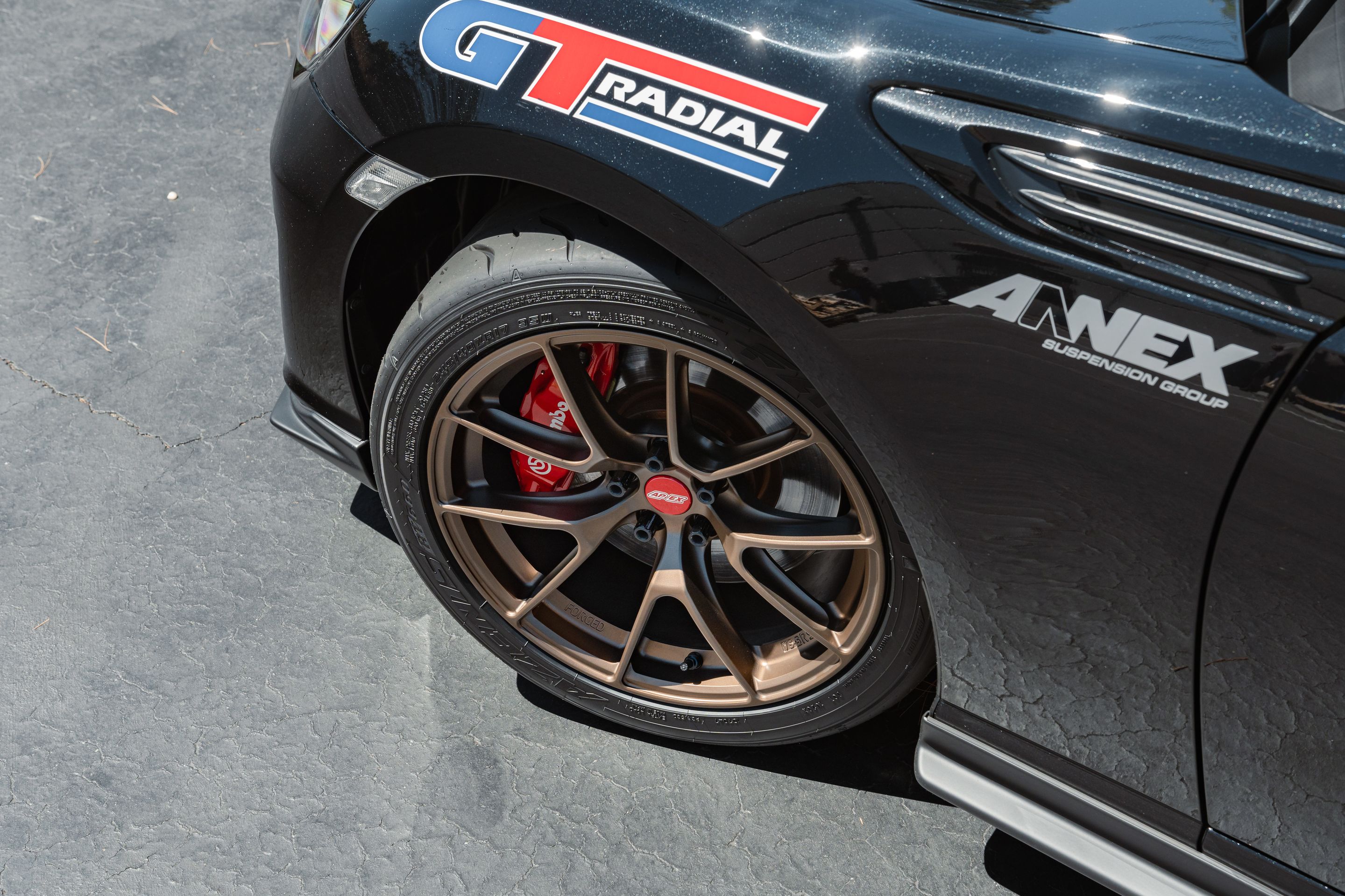 Black Subaru ZC6 / Gen 1 BRZ with 17" VS-5RS Apex wheels in Satin Bronze