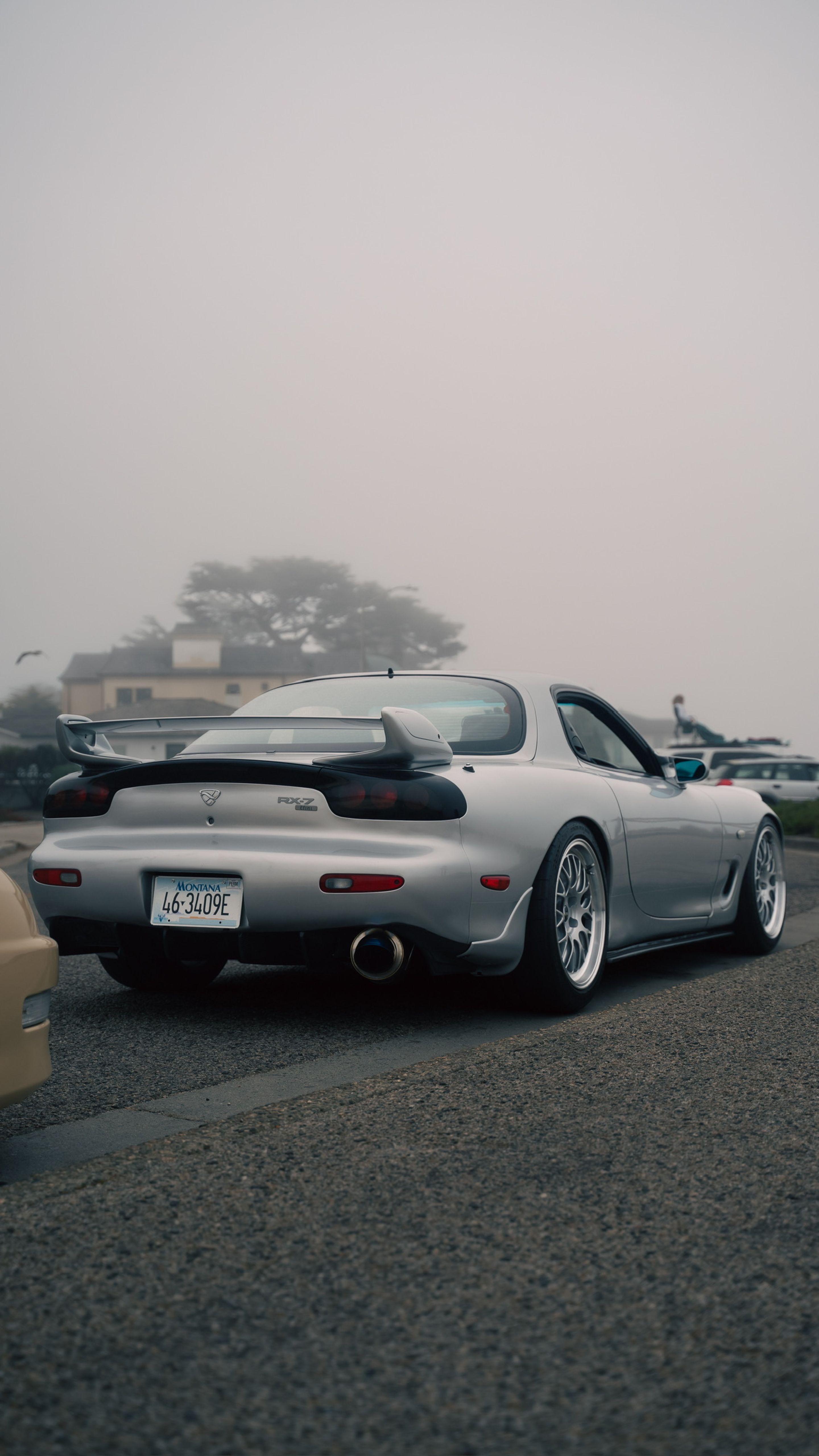Silver Mazda FD RX-7 with 18" ML-10RT Apex wheels in Machined Lip Race Silver