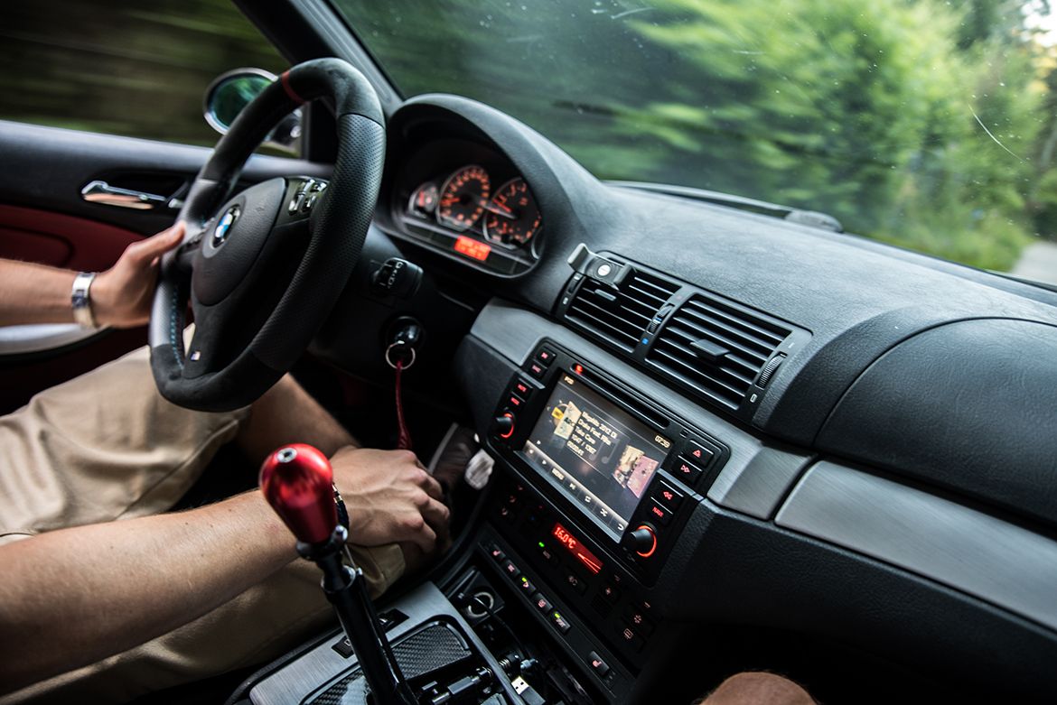 Grey BMW E46 M3 with 19" ARC-8 Apex wheels in Race Silver