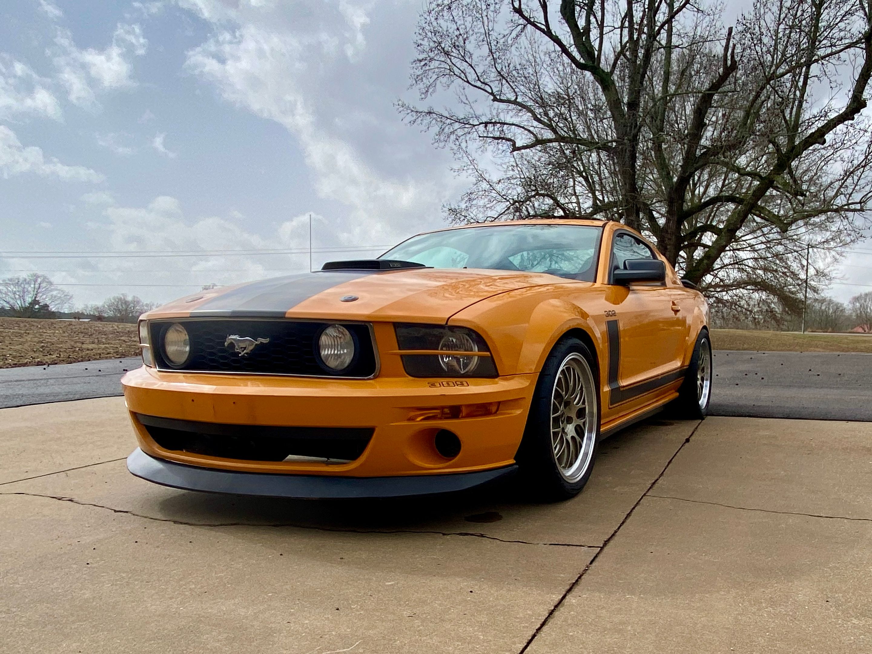 Yellow Ford S197 Mustang GT with 19" ML-10RT Apex wheels in Machined Lip Gloss Motorsport Gold