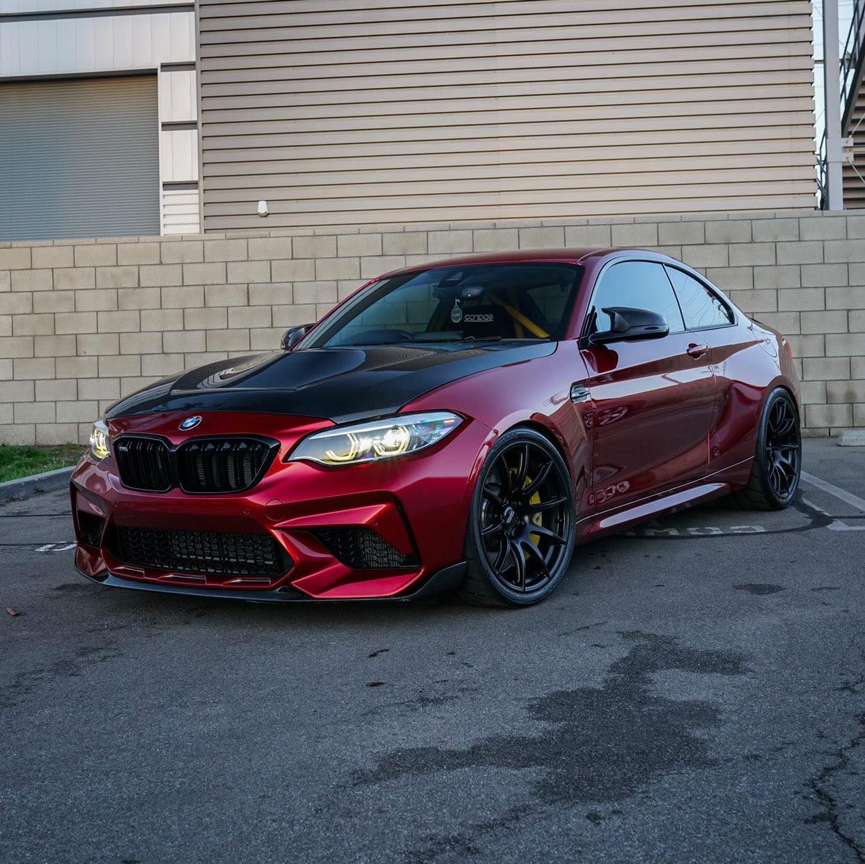 Red BMW F87 M2 with 19" SM-10 Apex wheels in Anthracite