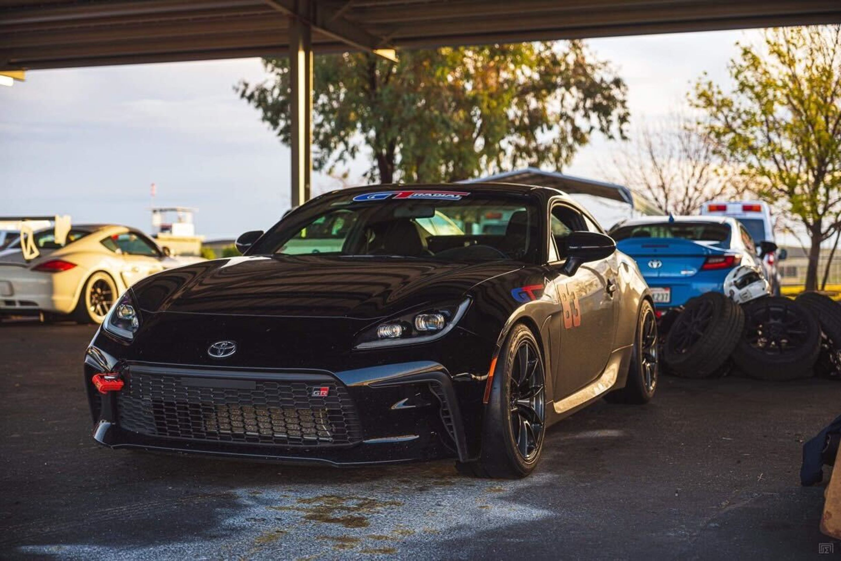 Black Toyota GR86 with 17" VS-5RS Apex wheels in Anthracite