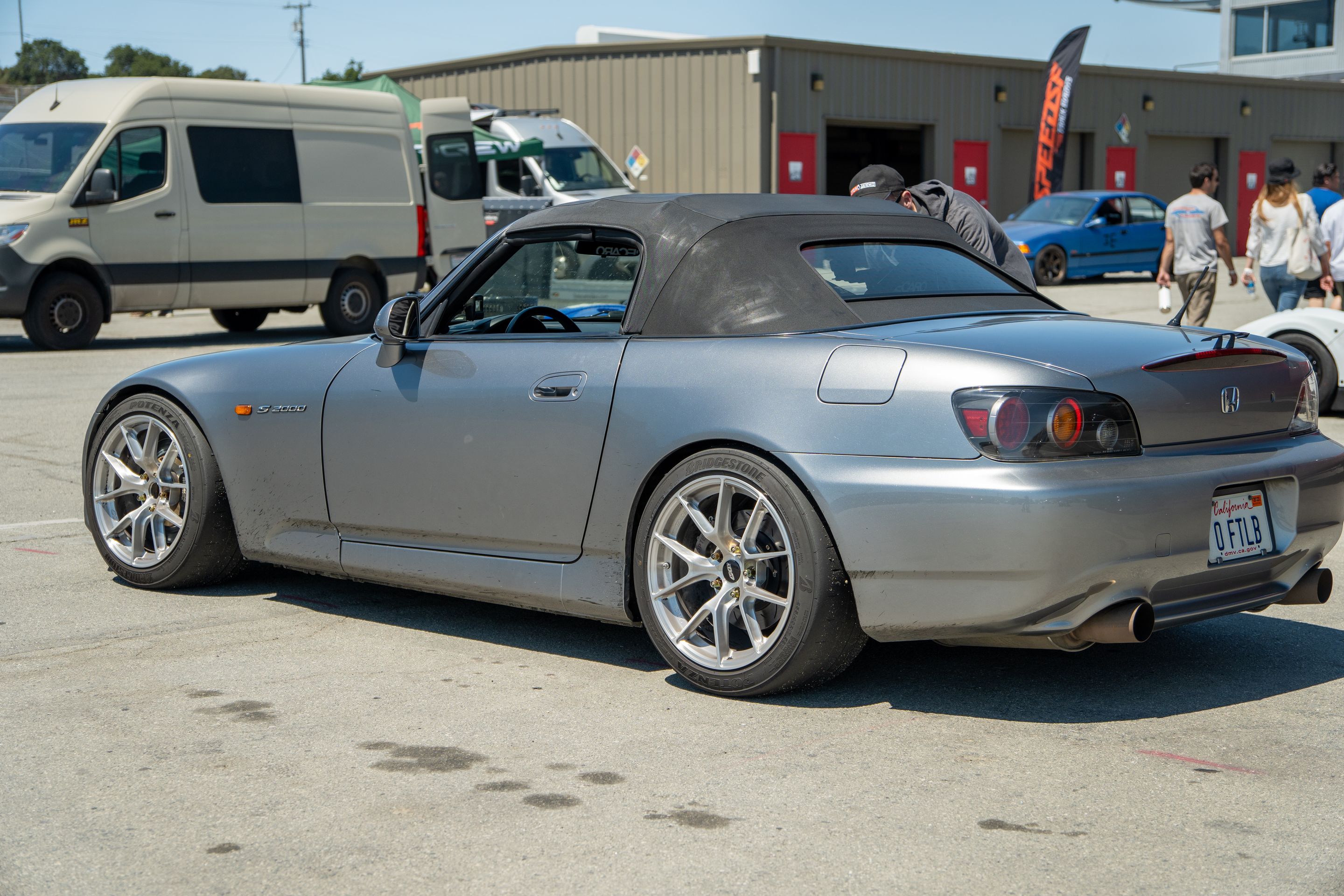 Silver Honda S2000 with 17" VS-5RS Apex wheels in Brushed Clear