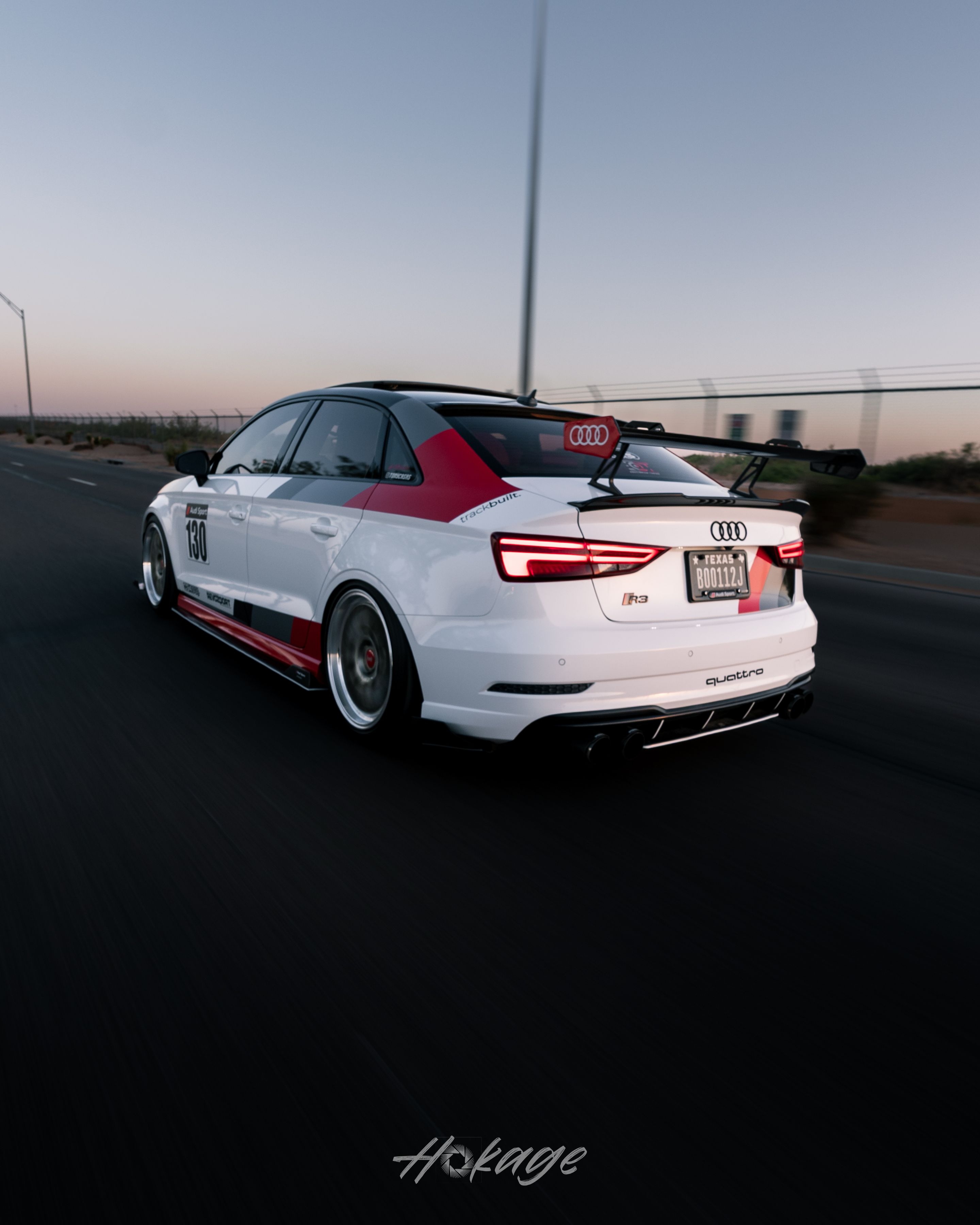 Race Livery Audi 8V A3 with 18" ML-10RT Apex wheels in Machined Lip Gloss Motorsport Gold