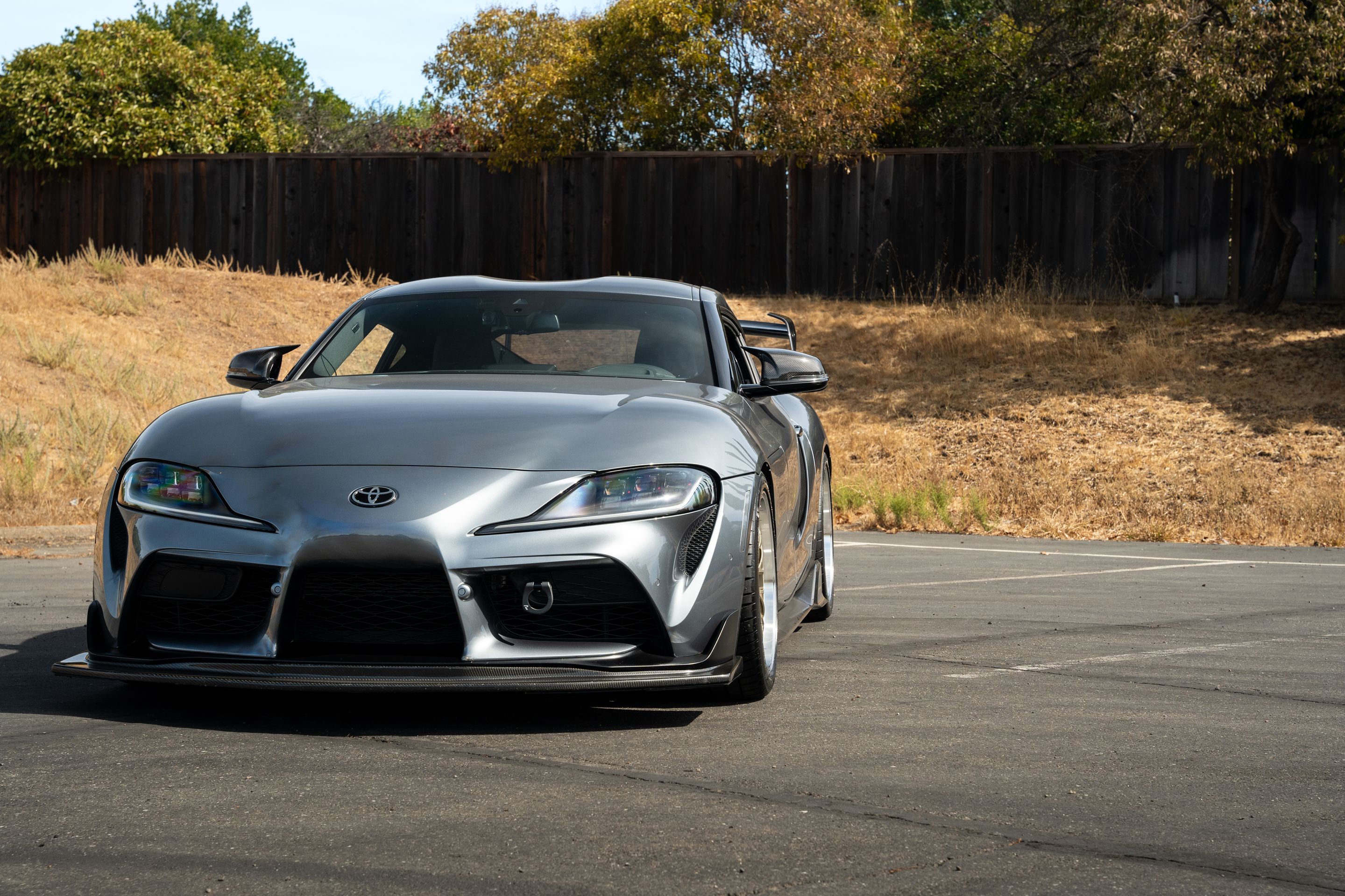Grey Toyota GR Supra with 19" ML-10RT Apex wheels in Machined Lip Gloss Motorsport Gold