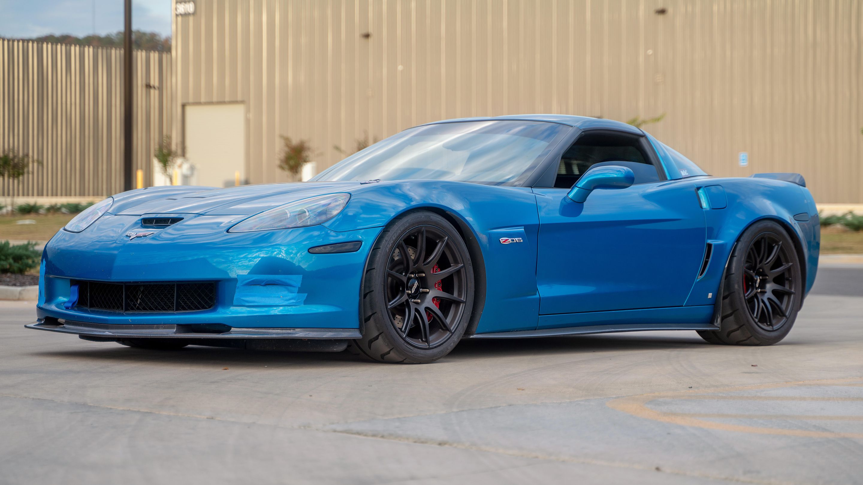 Blue Chevrolet C6 Corvette Z06 with 19" SM-10 Apex wheels in Satin Black