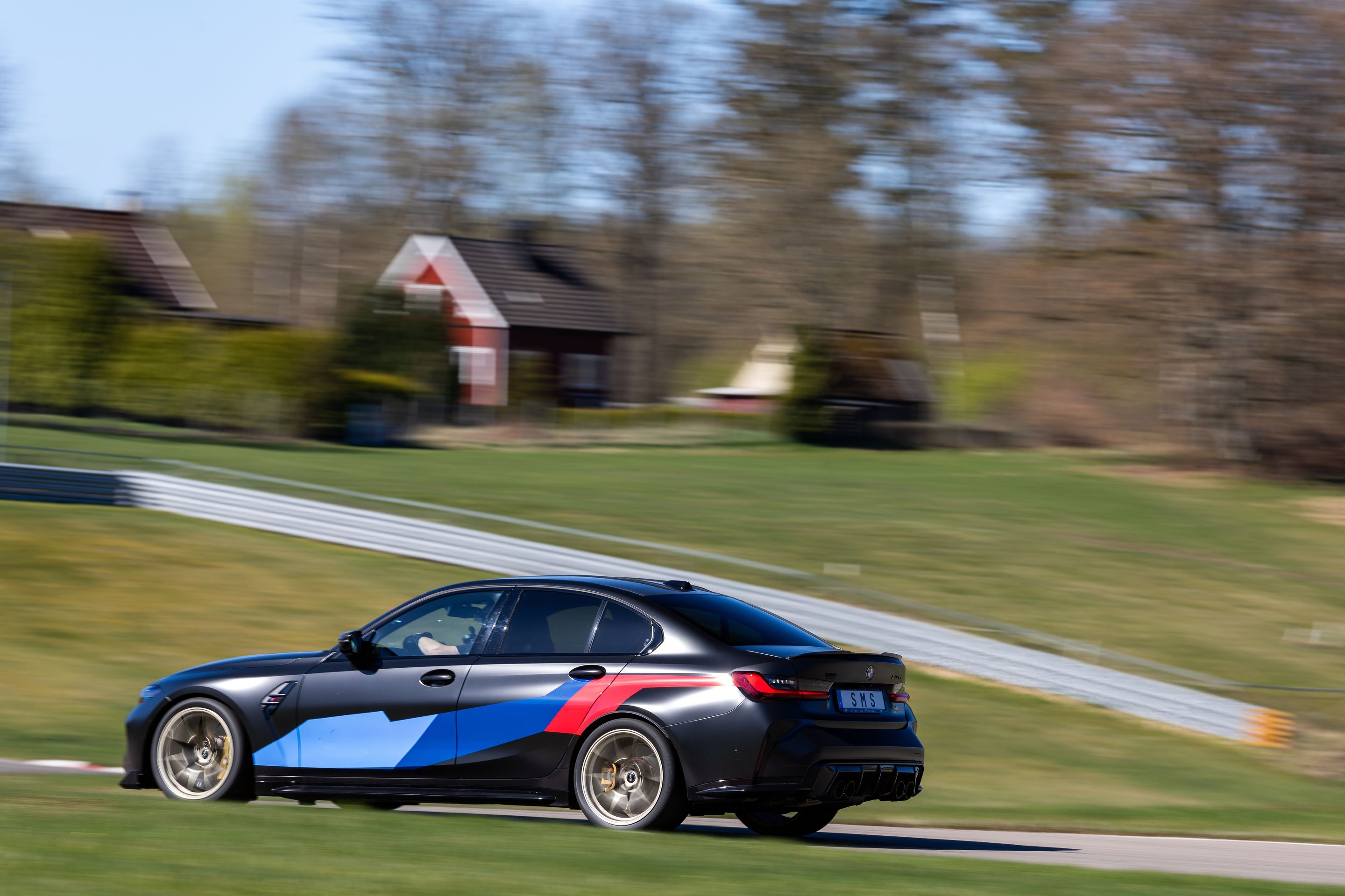 Black BMW G80 M3 with 19" VS-5RS Apex wheels in Motorsport Gold