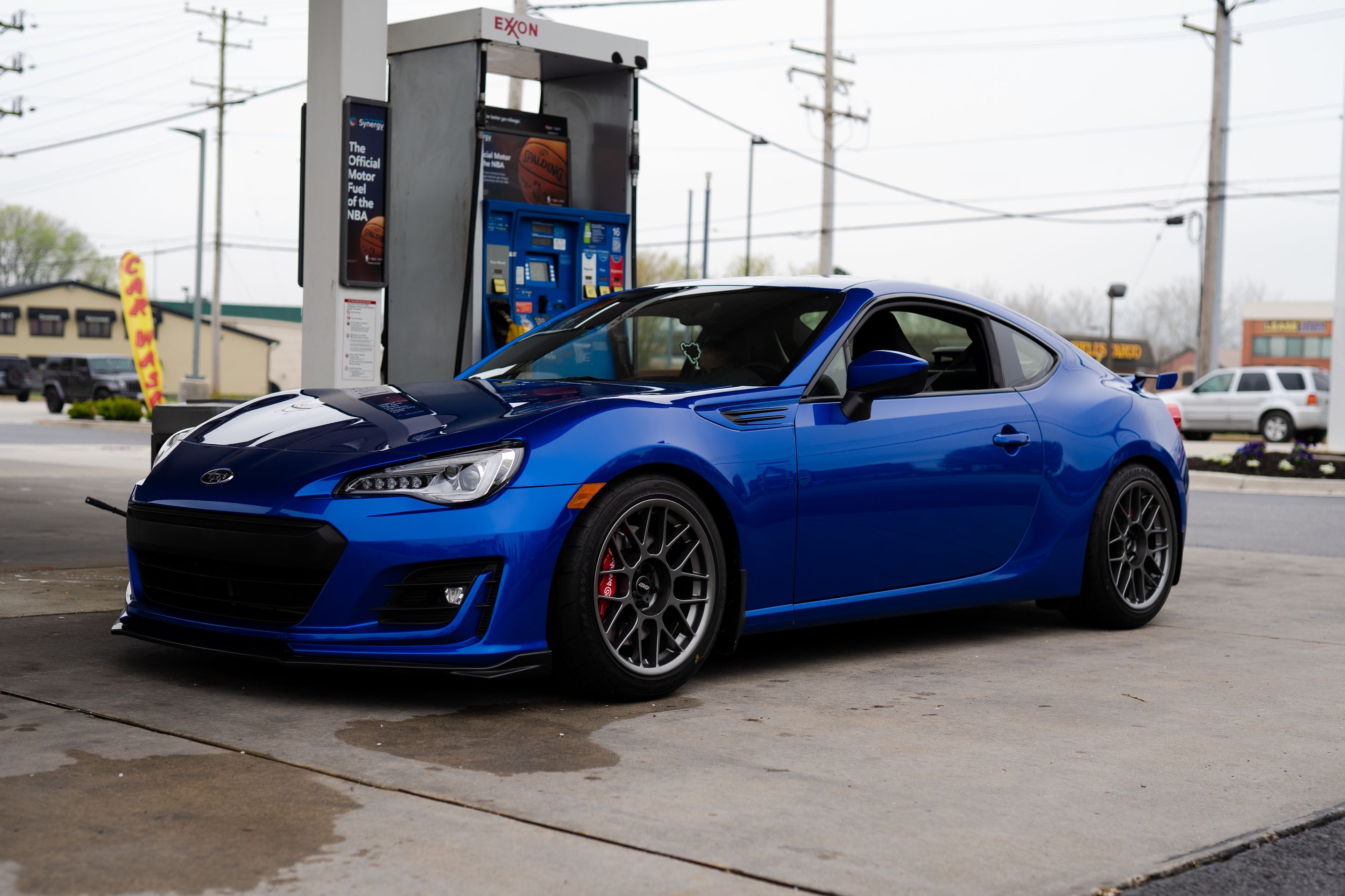Blue Subaru ZC6 / Gen 1 BRZ with 17" ARC-8 Apex wheels in Anthracite