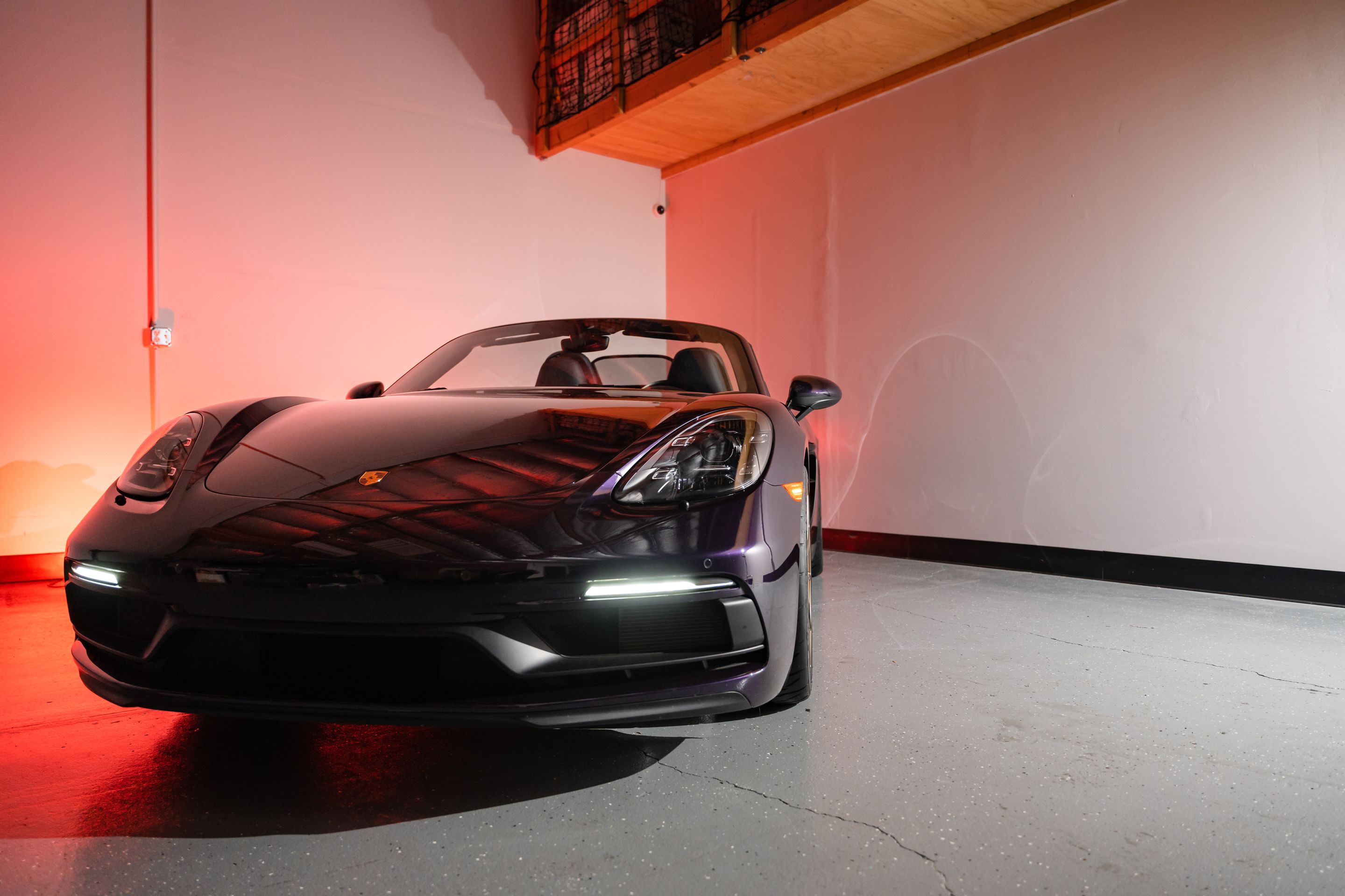 Purple Porsche 718 Boxster GTS 4.0L with 19" SM-10RS Apex wheels in Satin Bronze
