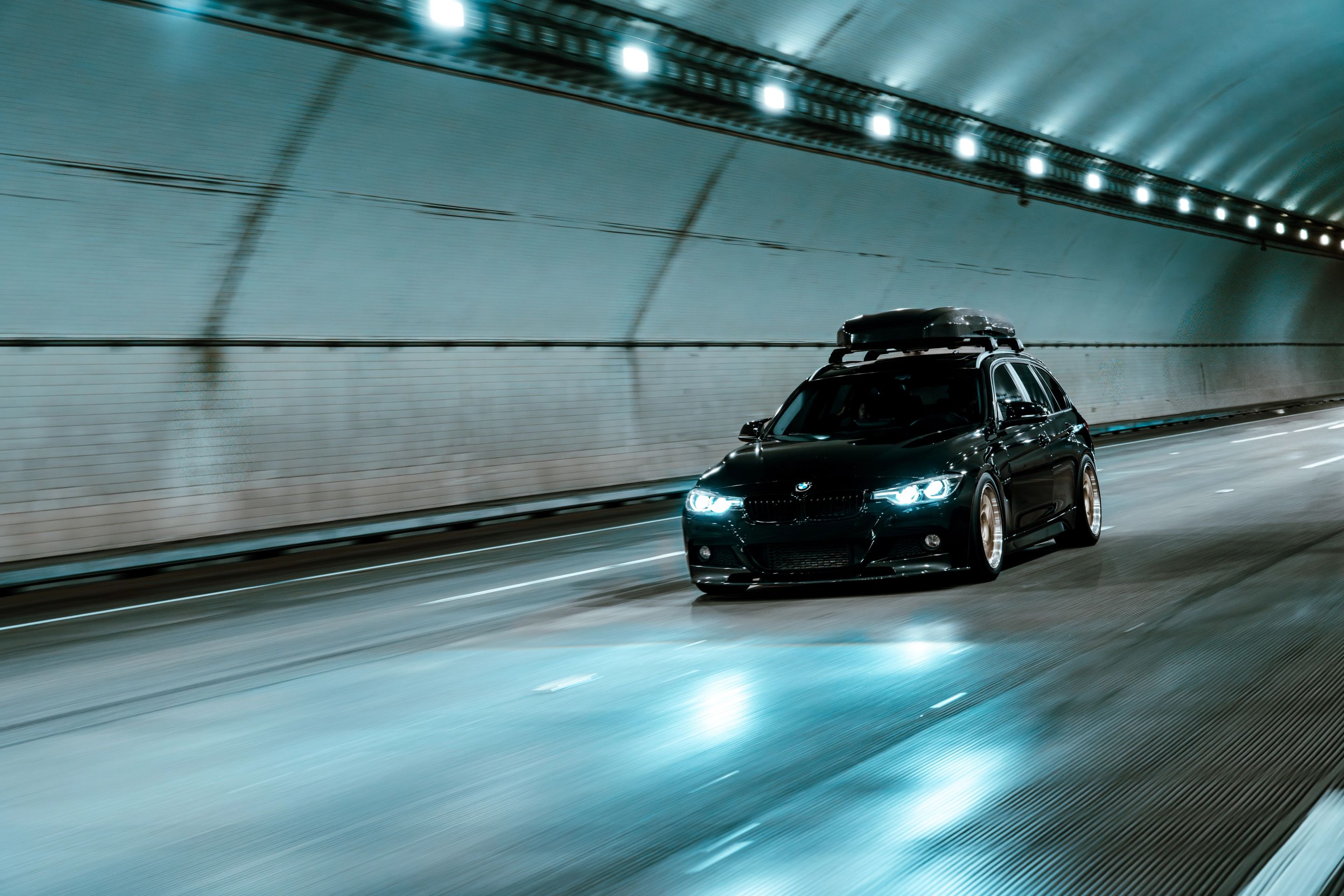 Black BMW F31 Wagon 3 Series with 18" ML-10RT Apex wheels in Machined Lip Gloss Motorsport Gold