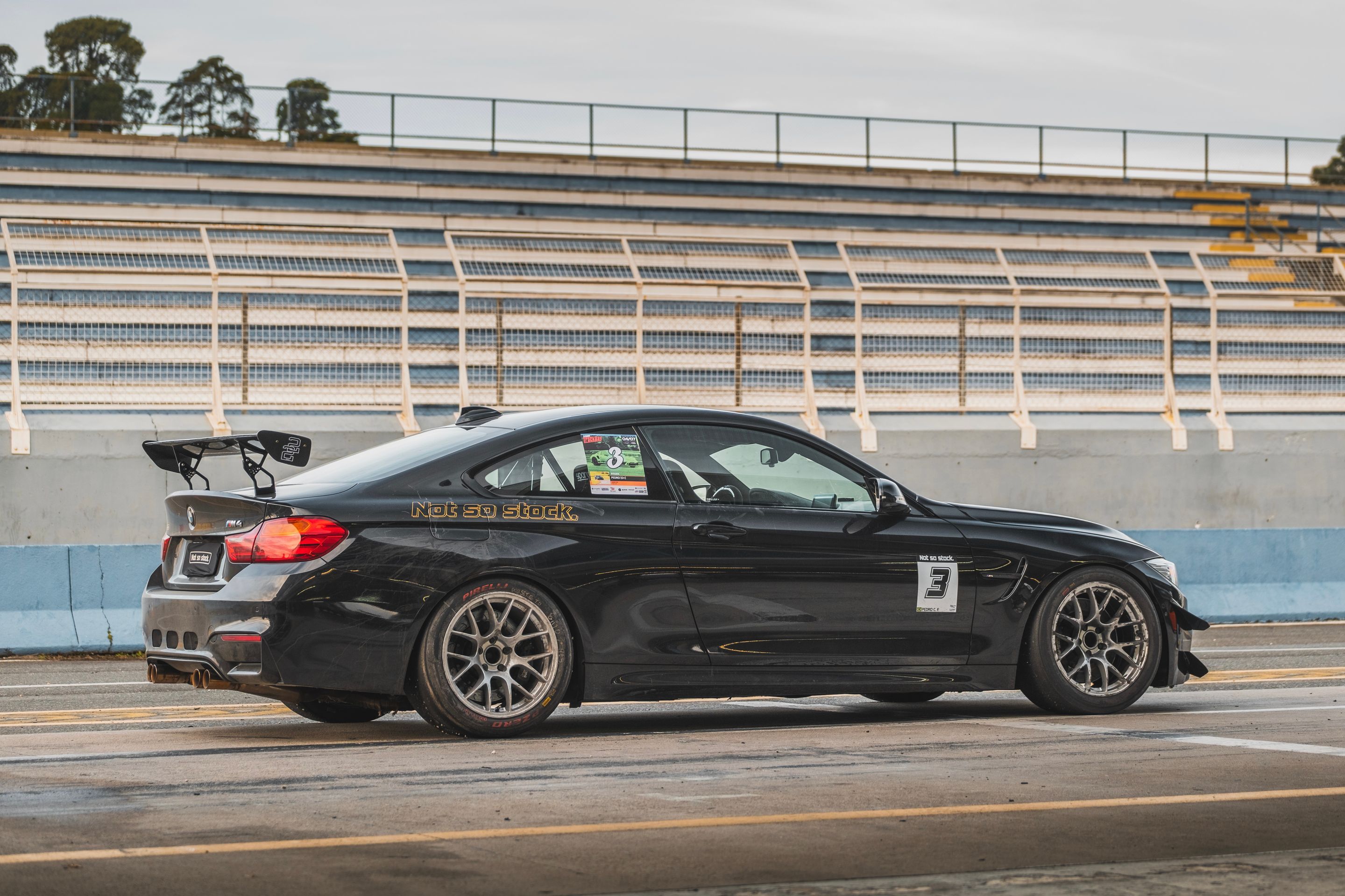 Black BMW F82 Coupe M4 with 18" EC-7 Apex wheels in Race Silver