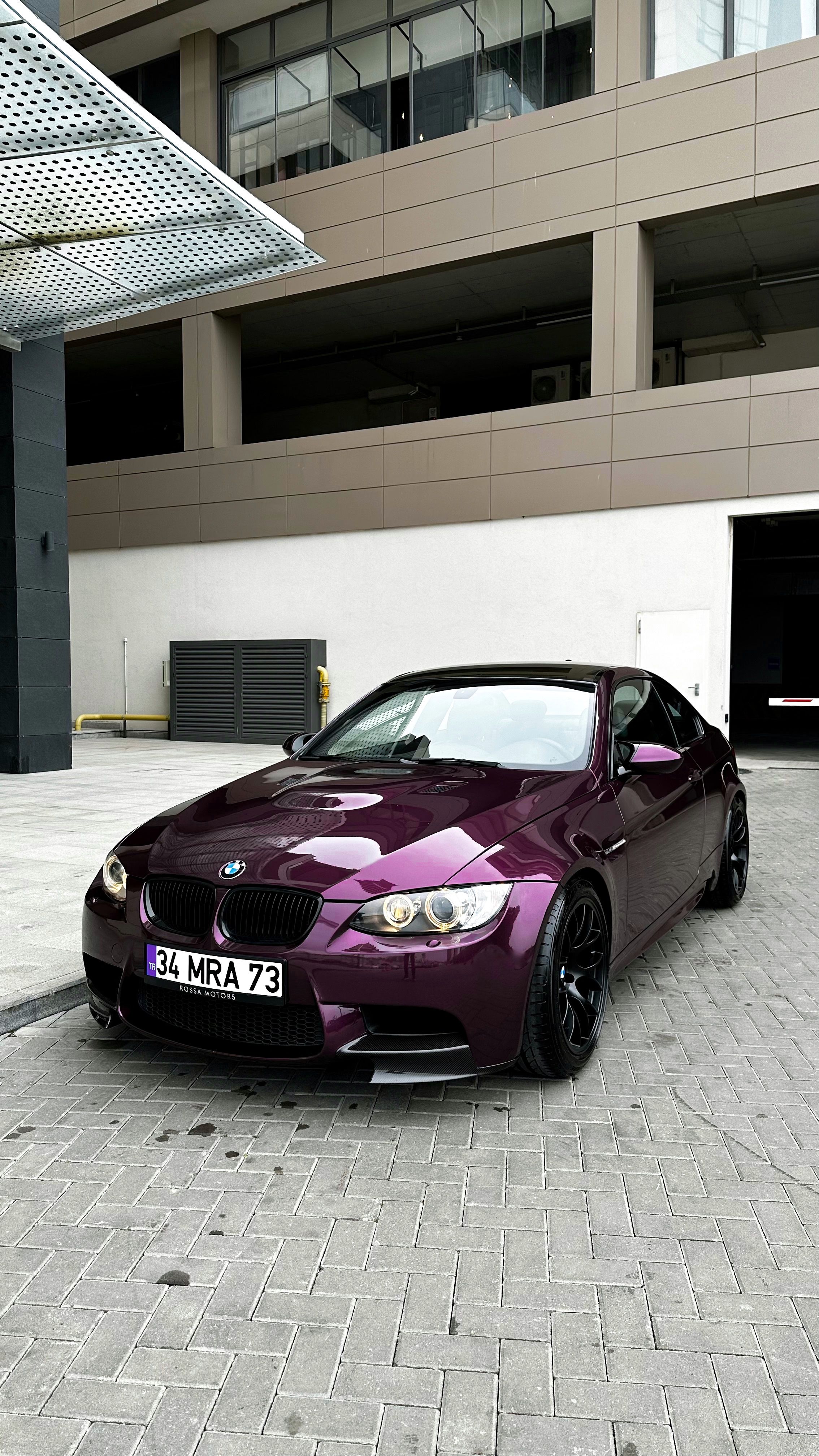 Purple BMW E92 Coupe M3 with 18" EC-7 Apex wheels in Satin Black