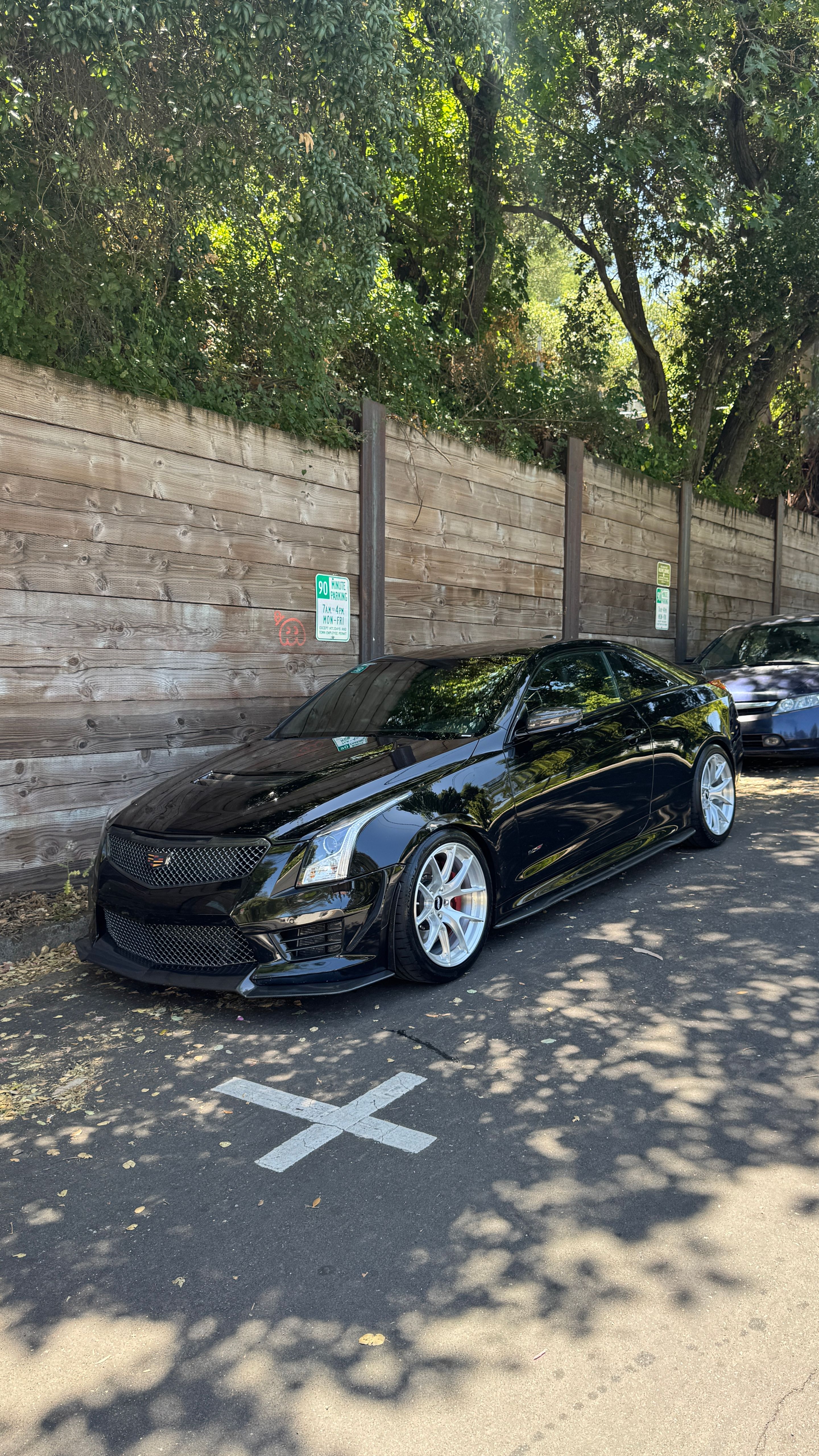 Black Cadillac ATS-V with 18" VS-5RS Apex wheels in Brushed Clear
