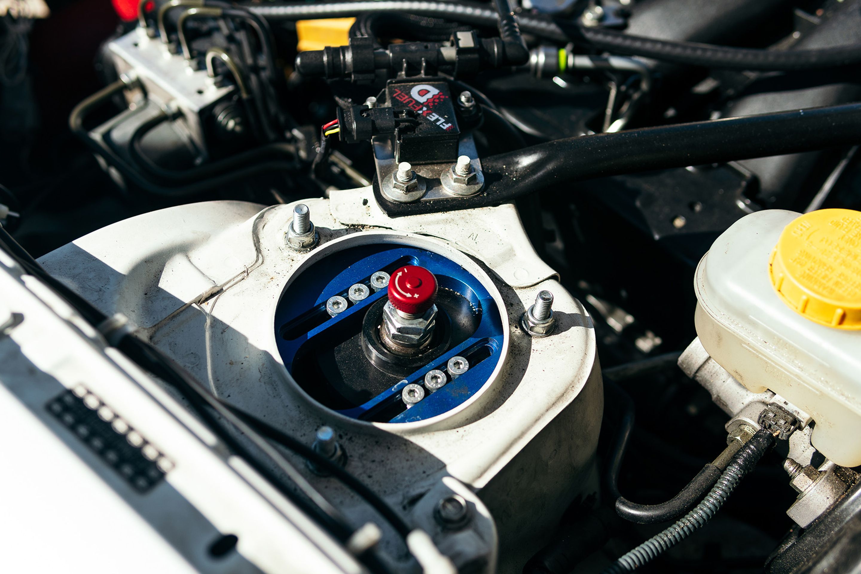 White Scion FR-S with 17" ARC-8 Apex wheels in Satin Black