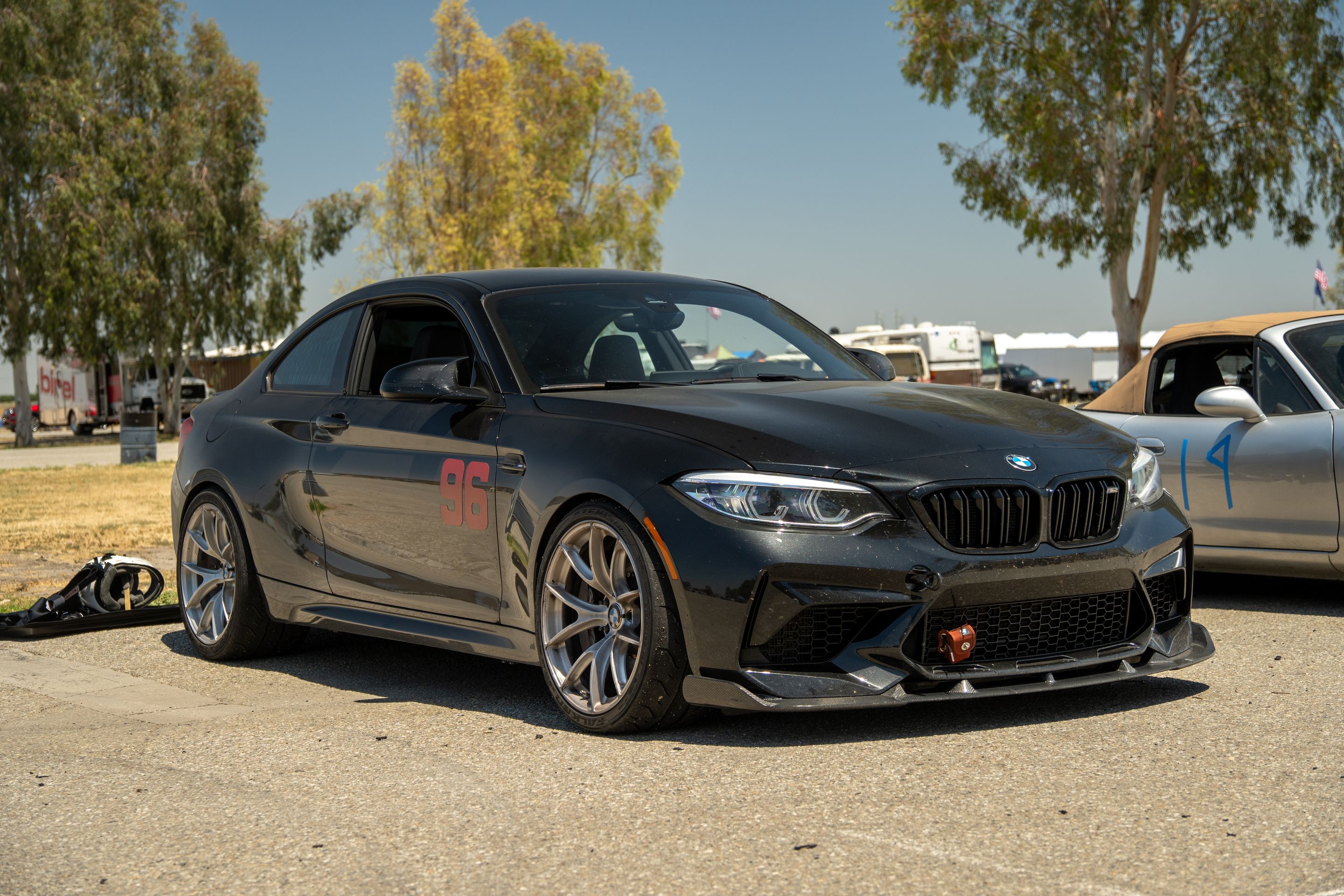Black BMW F87 M2 with 19" VS-5RS Apex wheels in Brushed Clear