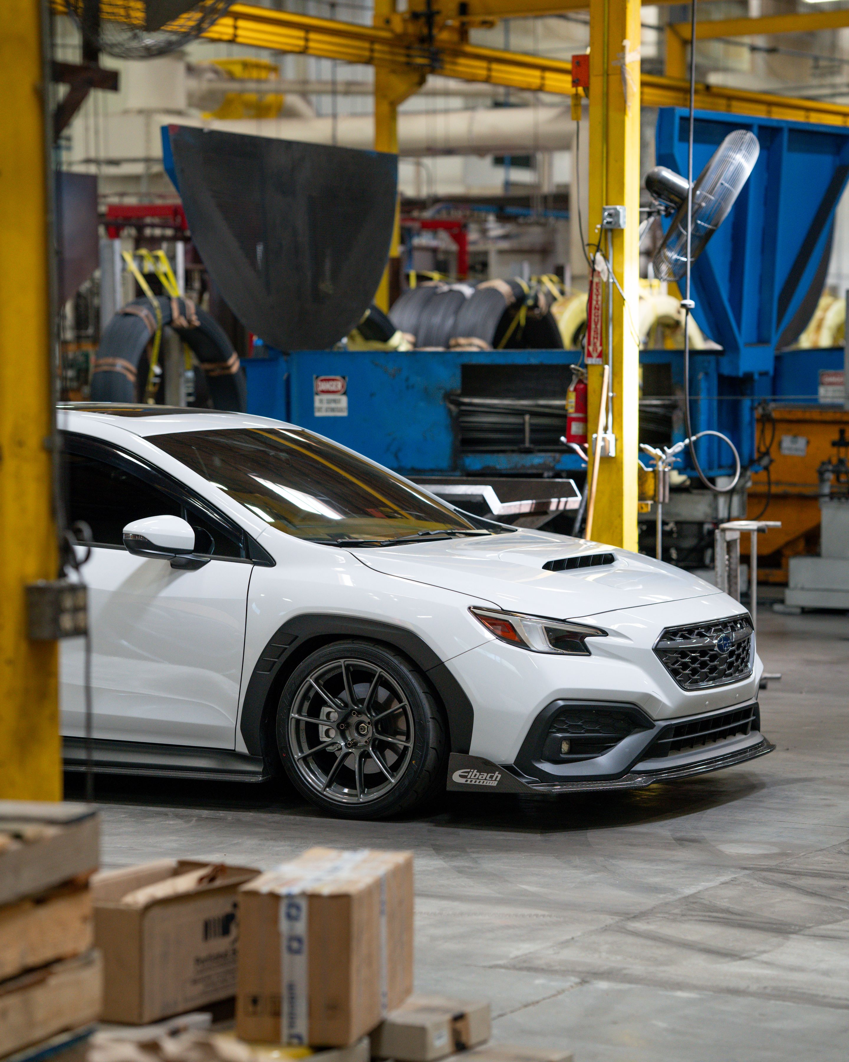 White Subaru VB WRX with 18" SM-10RS Apex wheels in Anthracite