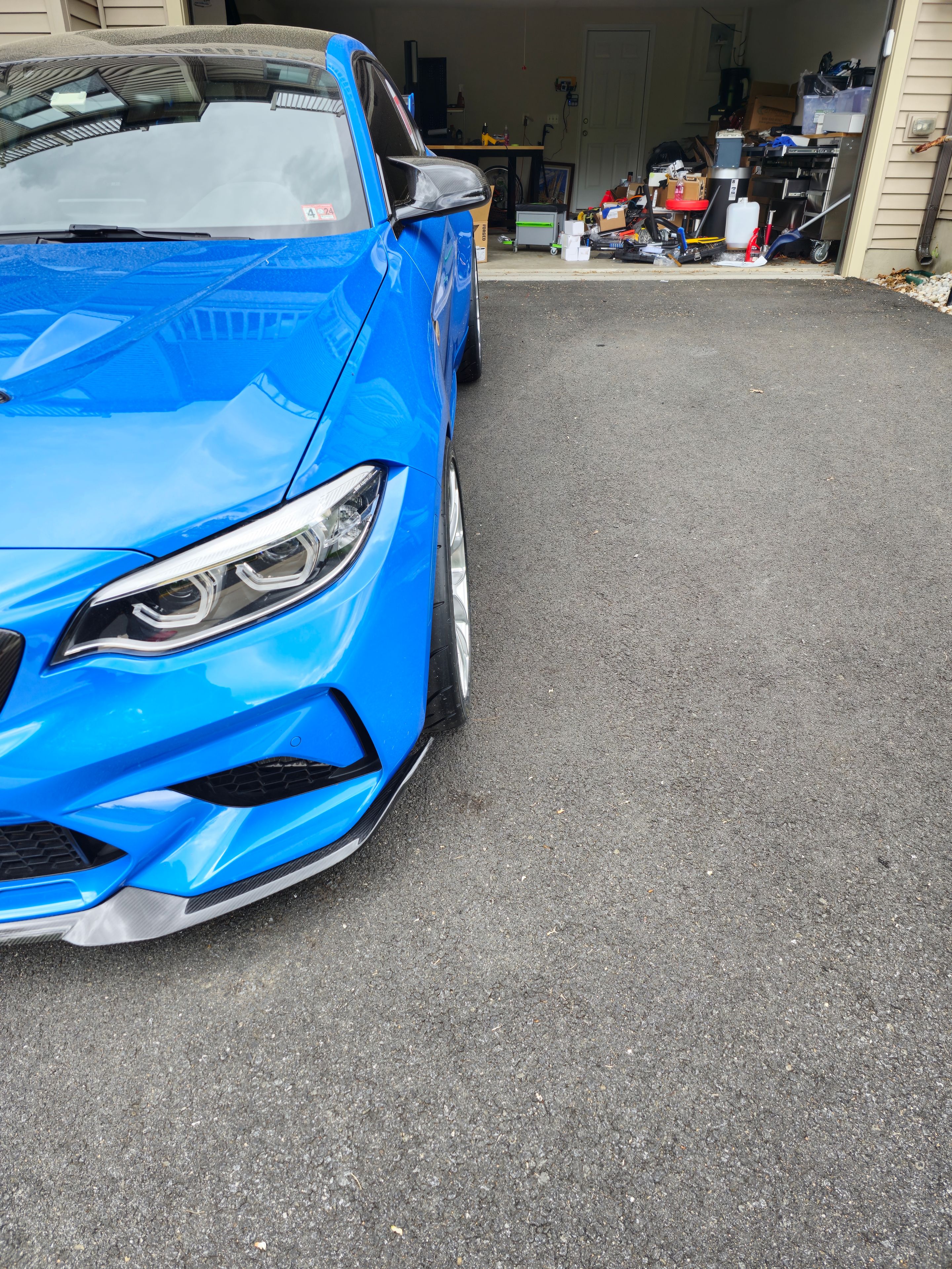 Blue BMW F87 M2 with 19" EC-7RS Apex wheels in Brushed Clear