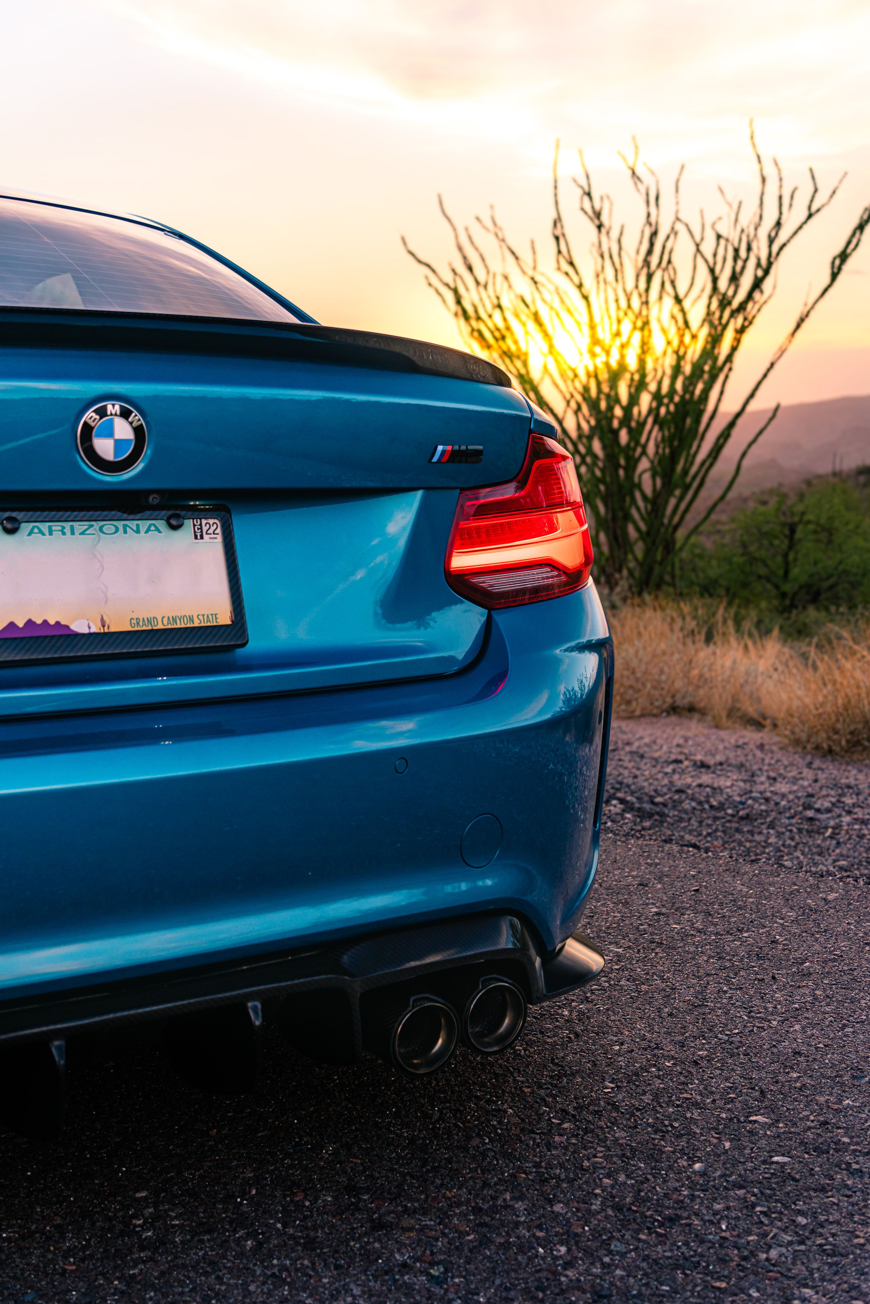 Blue BMW F87 M2 with 19" EC-7 Apex wheels in Race Silver