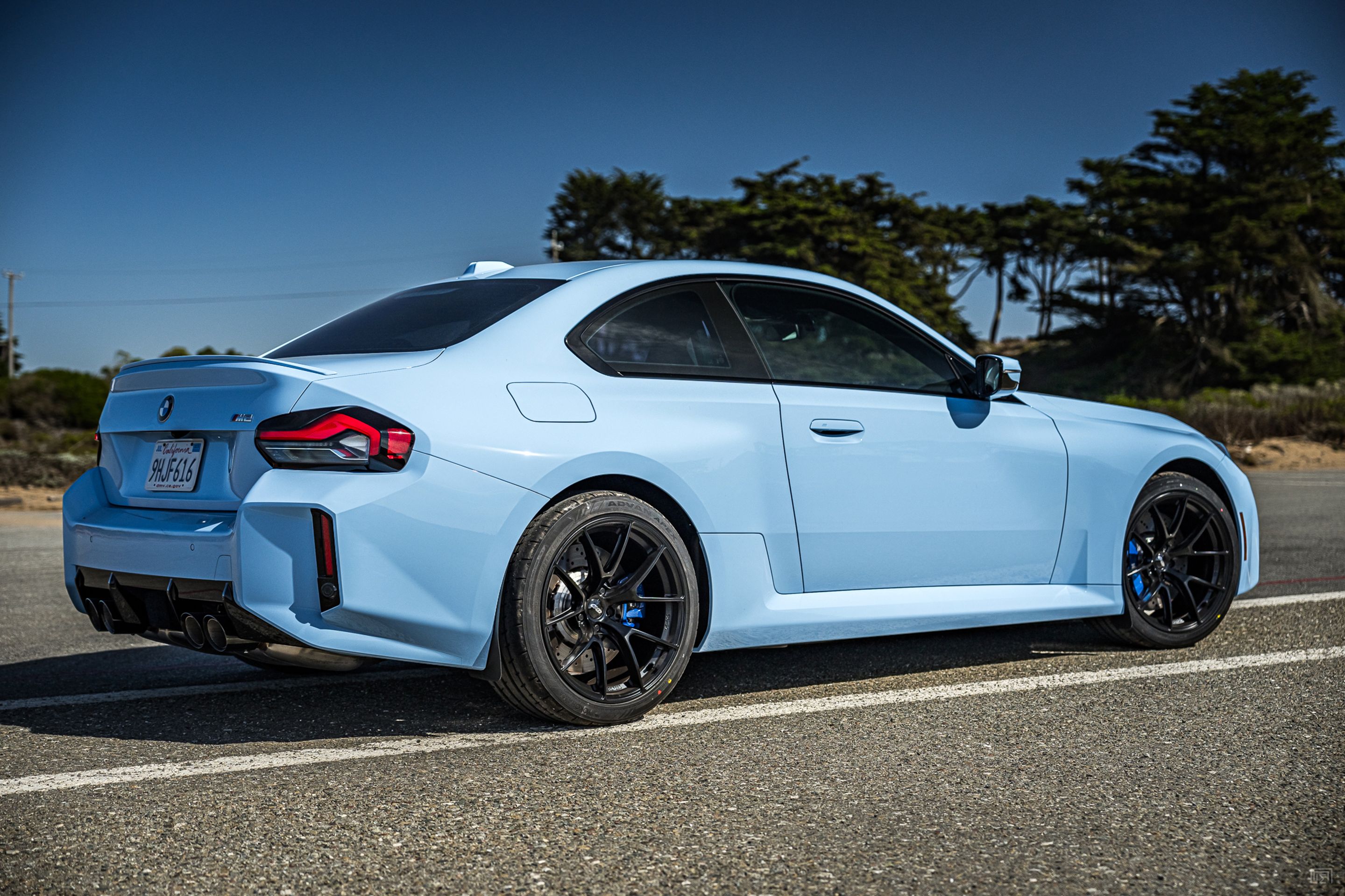 Blue BMW G87 M2 with 19" VS-5RS Apex wheels in Satin Black