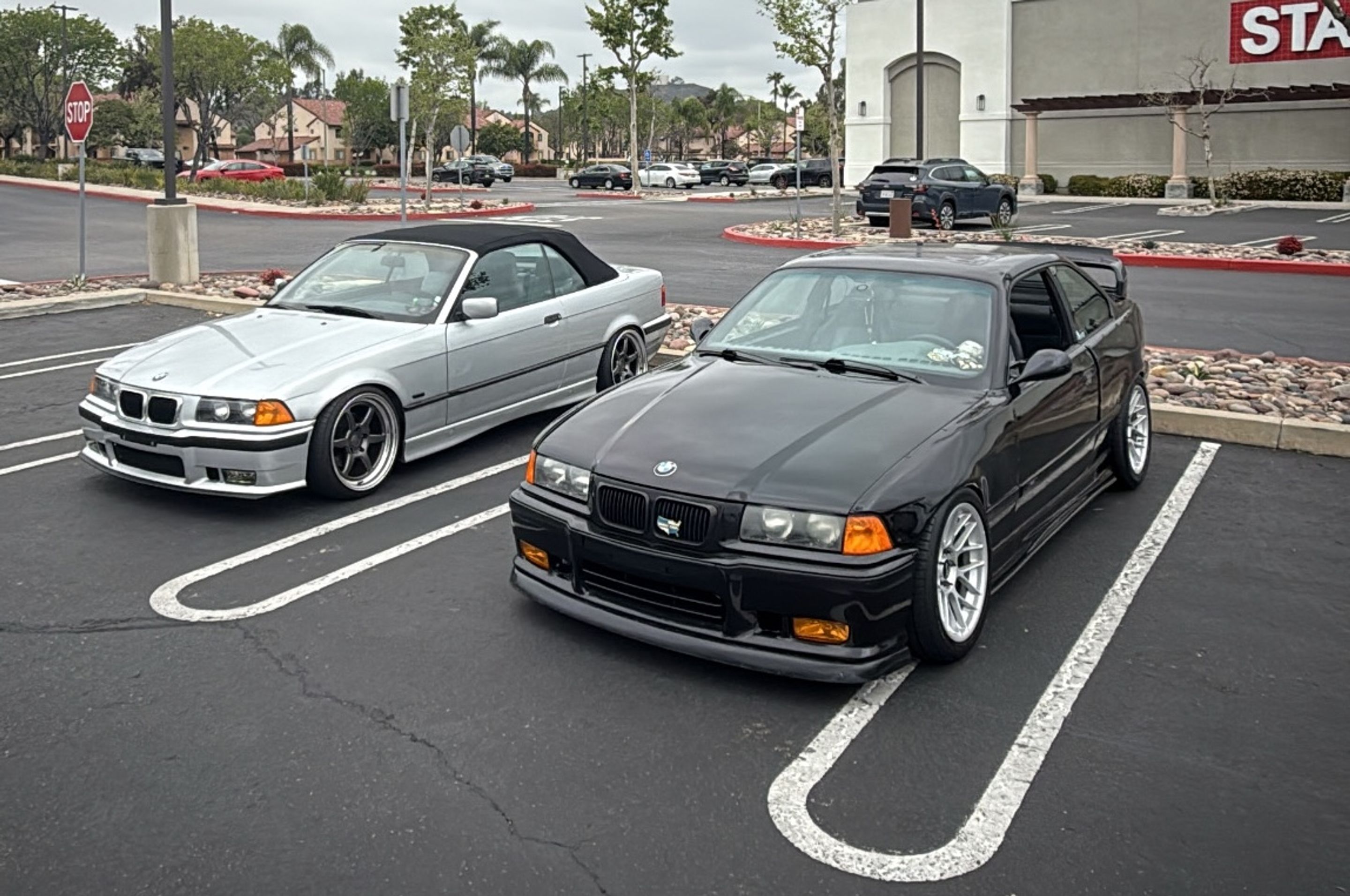 Yellow BMW E36 M3 with 17" ARC-8 Apex wheels in Race Silver