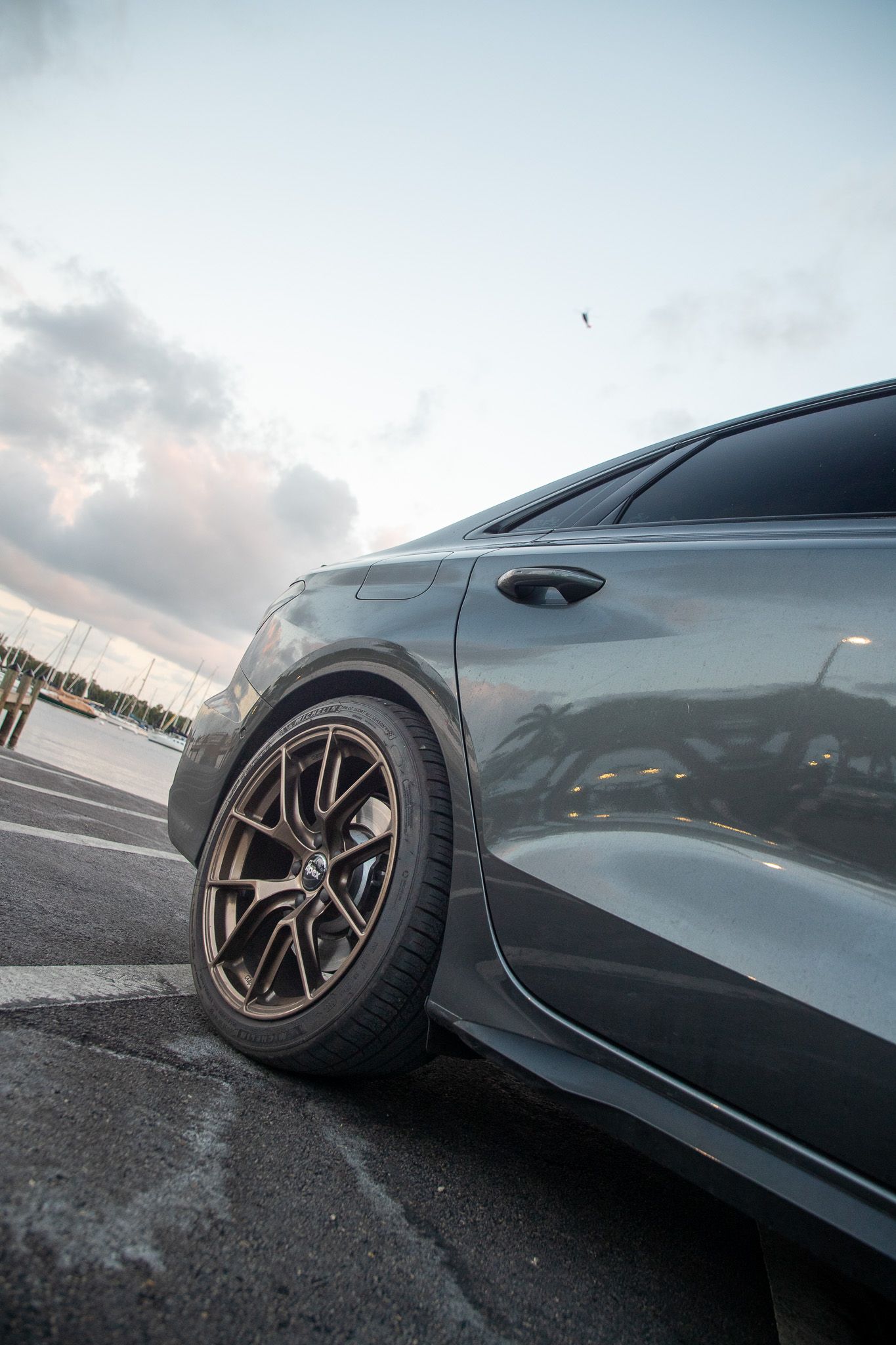 Grey Audi 8Y S3 with 18" VS-5RS Apex wheels in Satin Bronze