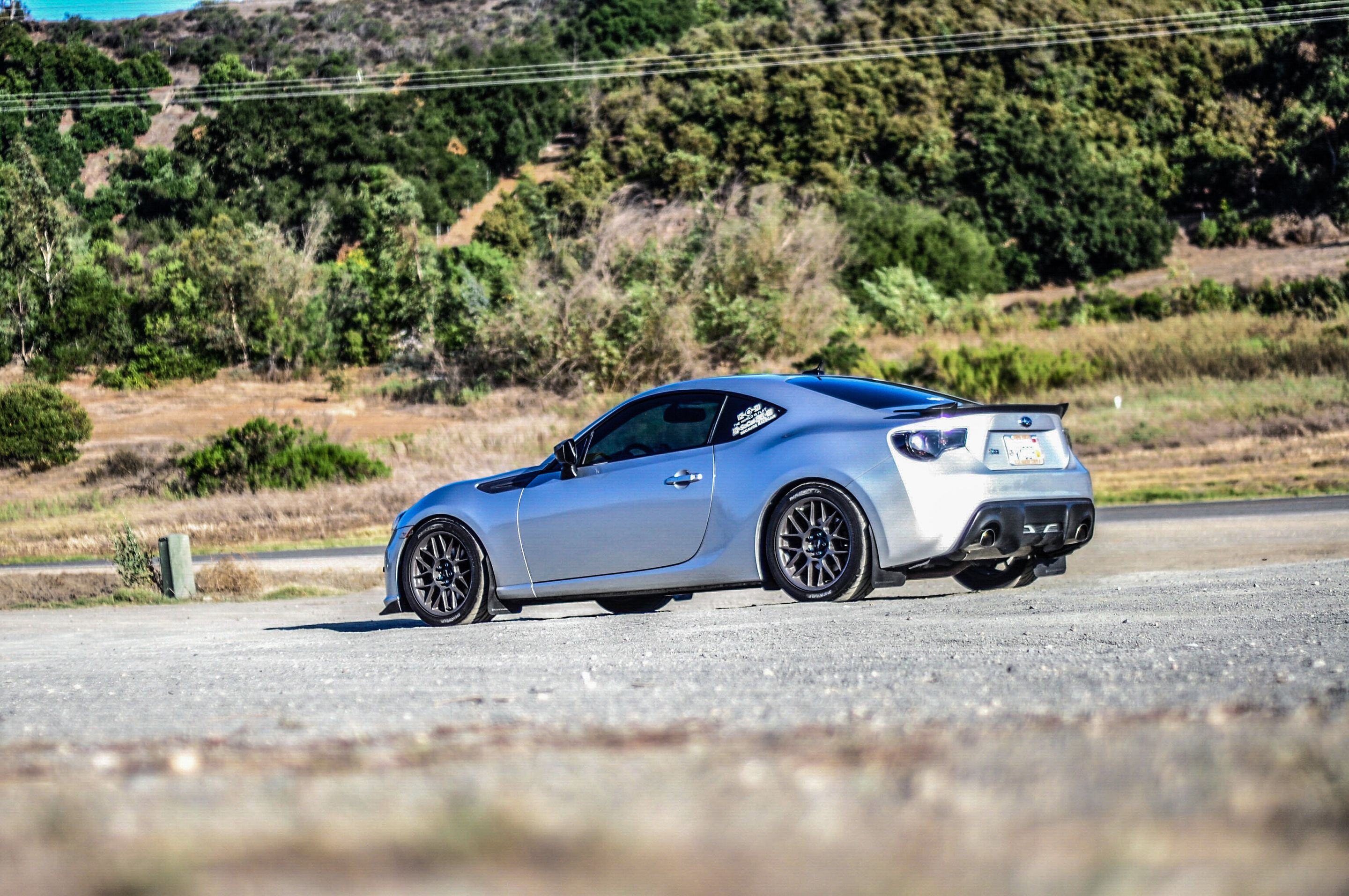 Silver Subaru ZC6 / Gen 1 BRZ with 17" ARC-8 Apex wheels in Anthracite