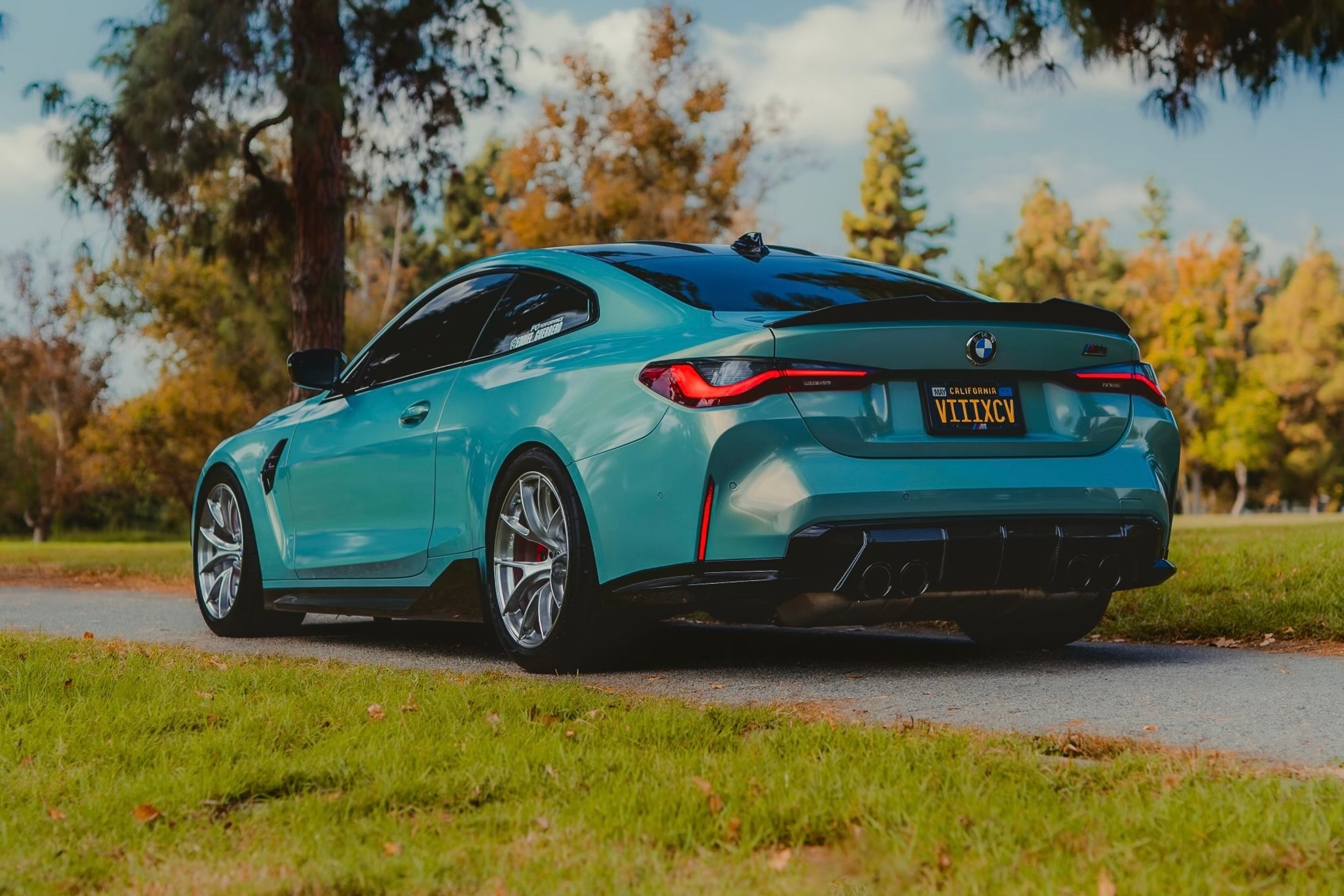 Green BMW G82 Coupe M4 with 19" VS-5RS Apex wheels in Brushed Clear