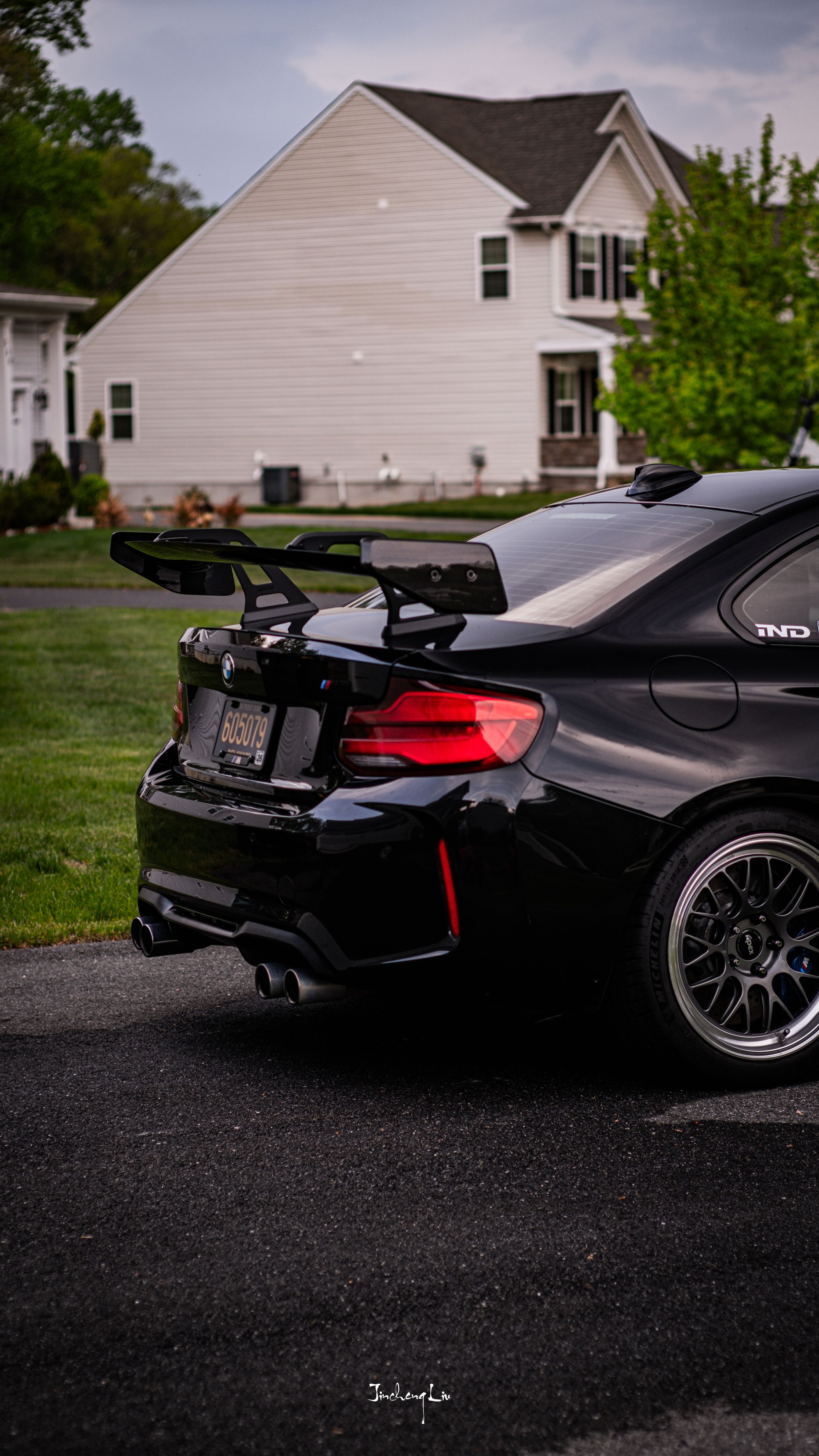Black BMW F87 M2 with 18" ML-10RT Apex wheels in Machined Lip Anthracite