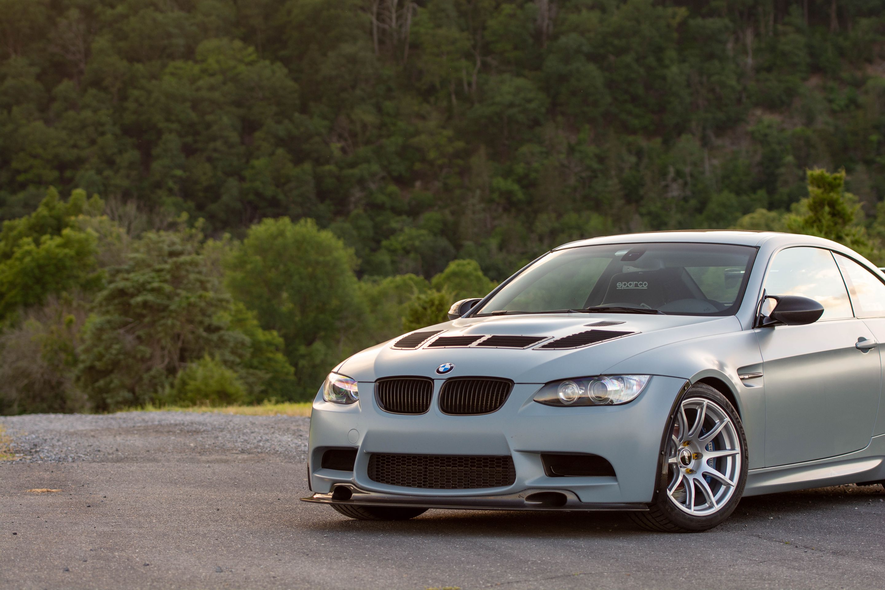 Grey BMW E92 Coupe M3 with 18" SM-10 Apex wheels in Race Silver