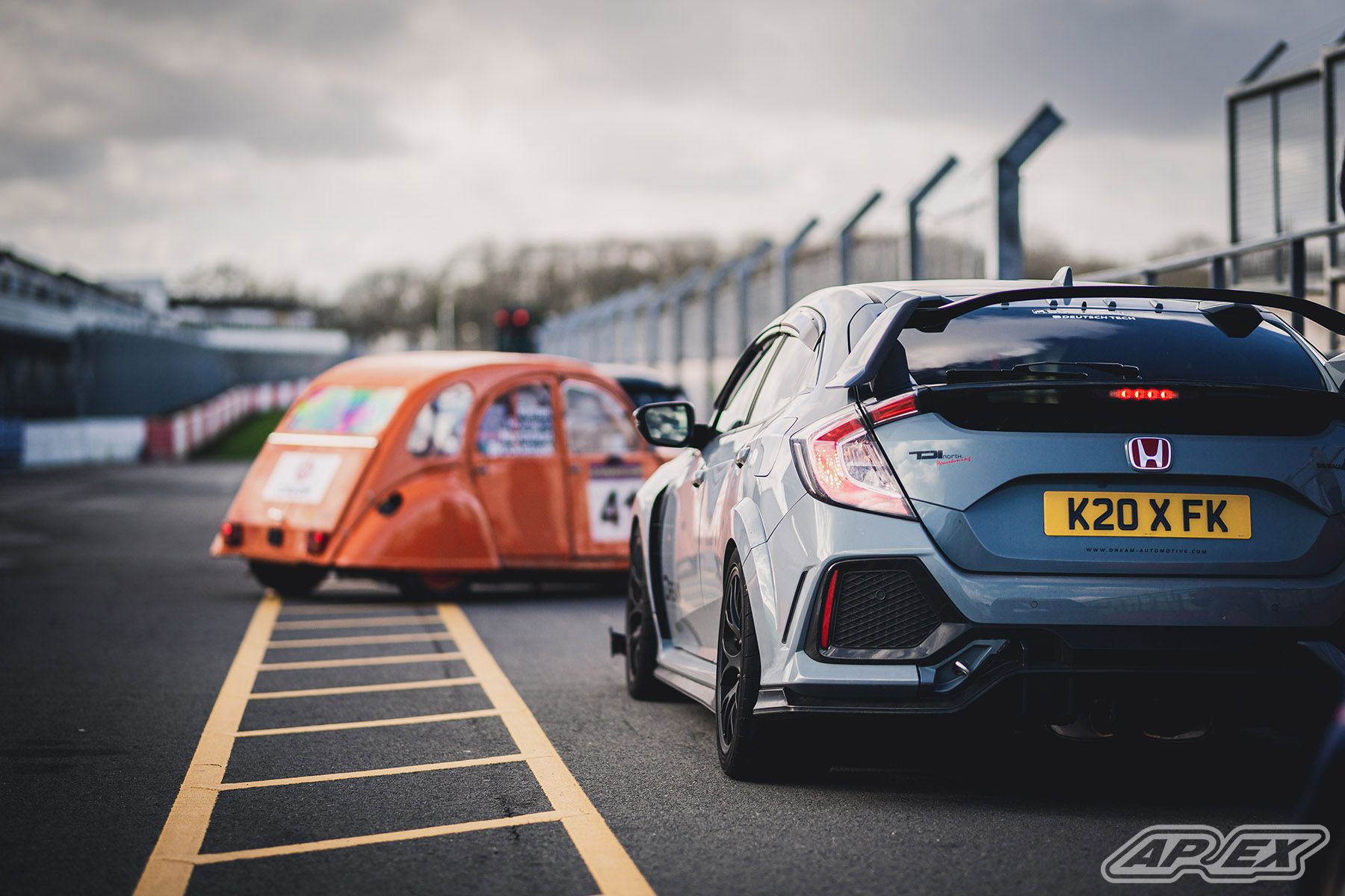 Grey Honda FK8 Civic Type-R with 18" EC-7 Apex wheels in Satin Black