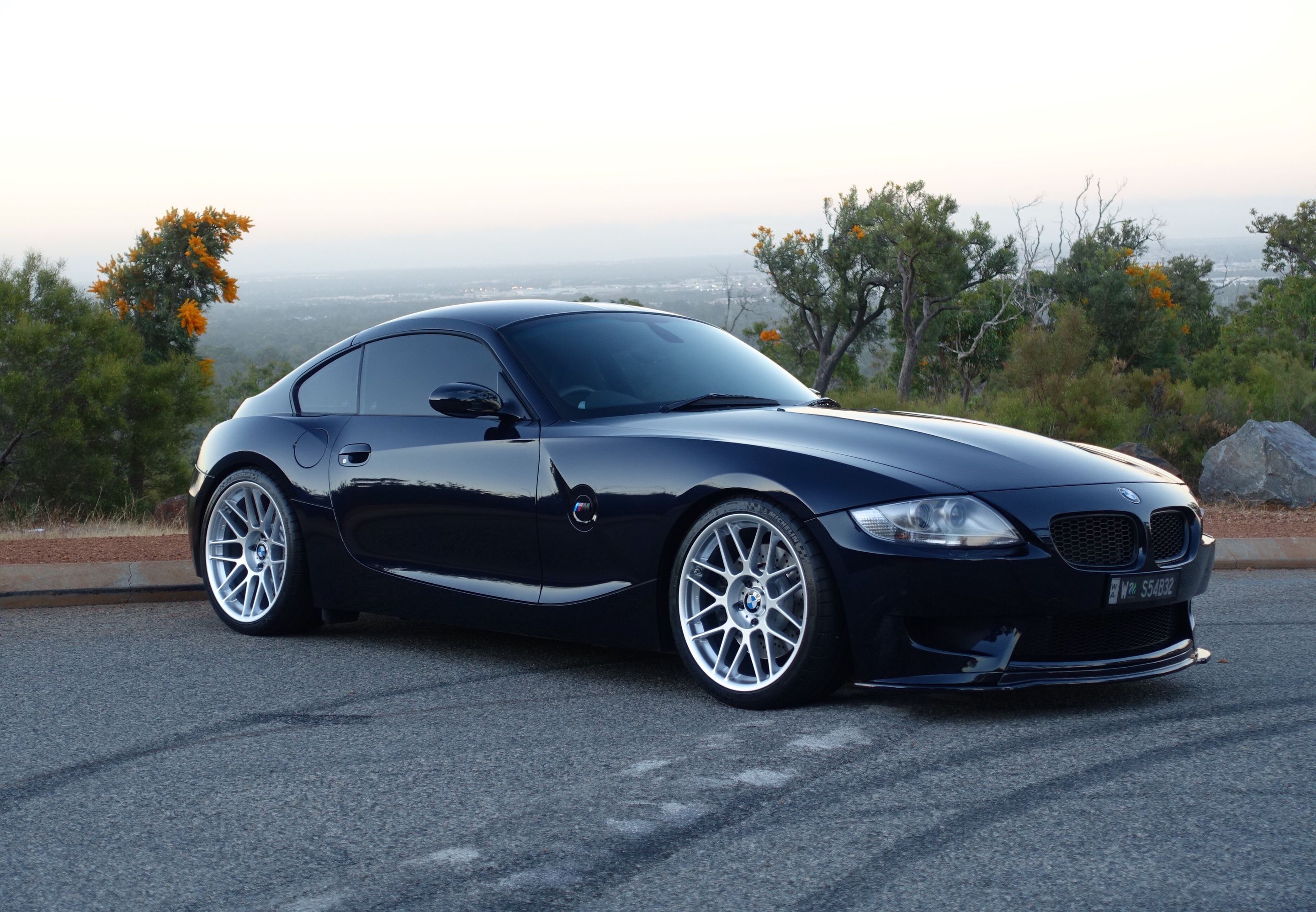 Black BMW E86 Coupe Z4 M with 19" ARC-8 Apex wheels in Race Silver
