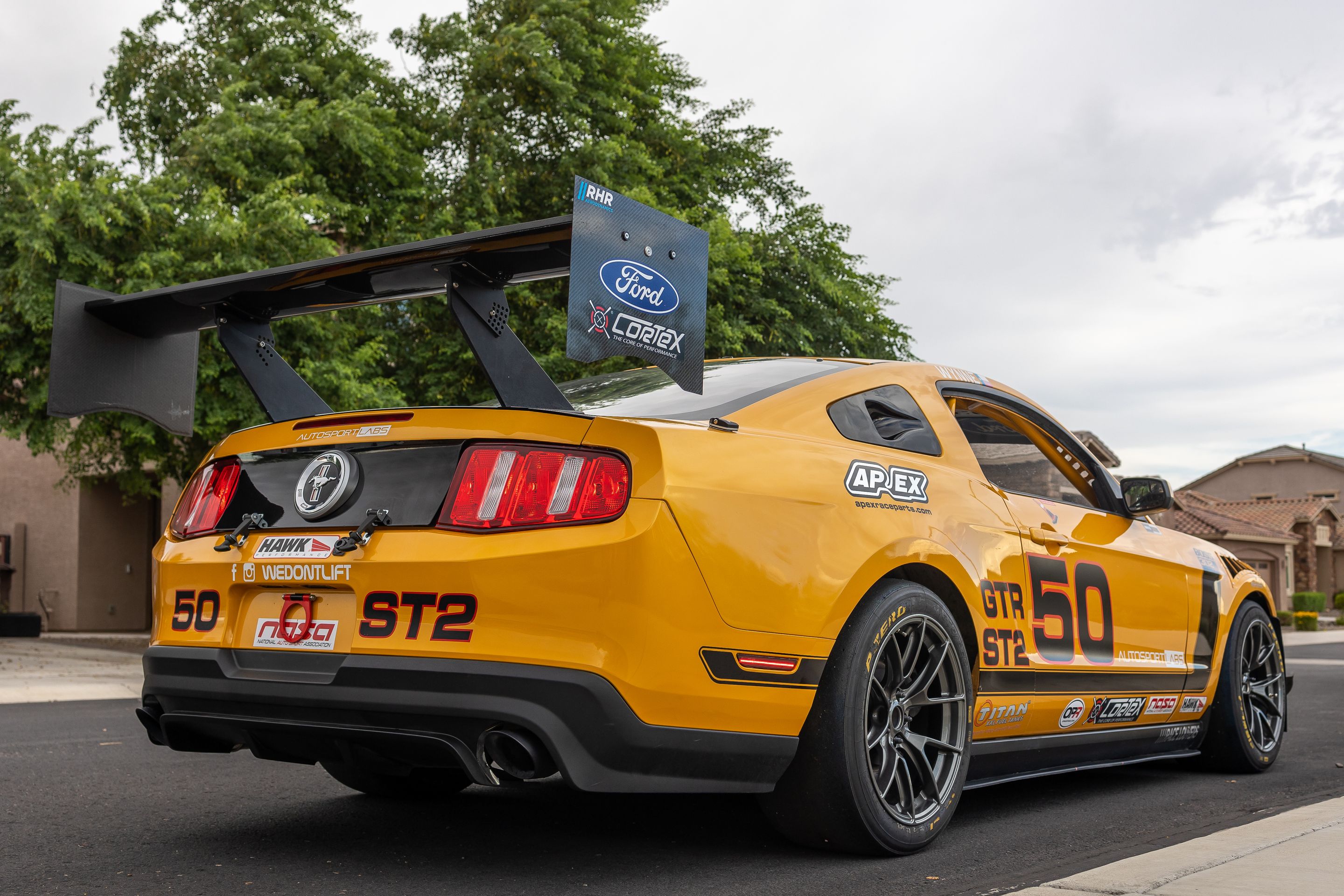 Yellow Ford S197 Mustang GT with 18" VS-5RS Apex wheels in Anthracite