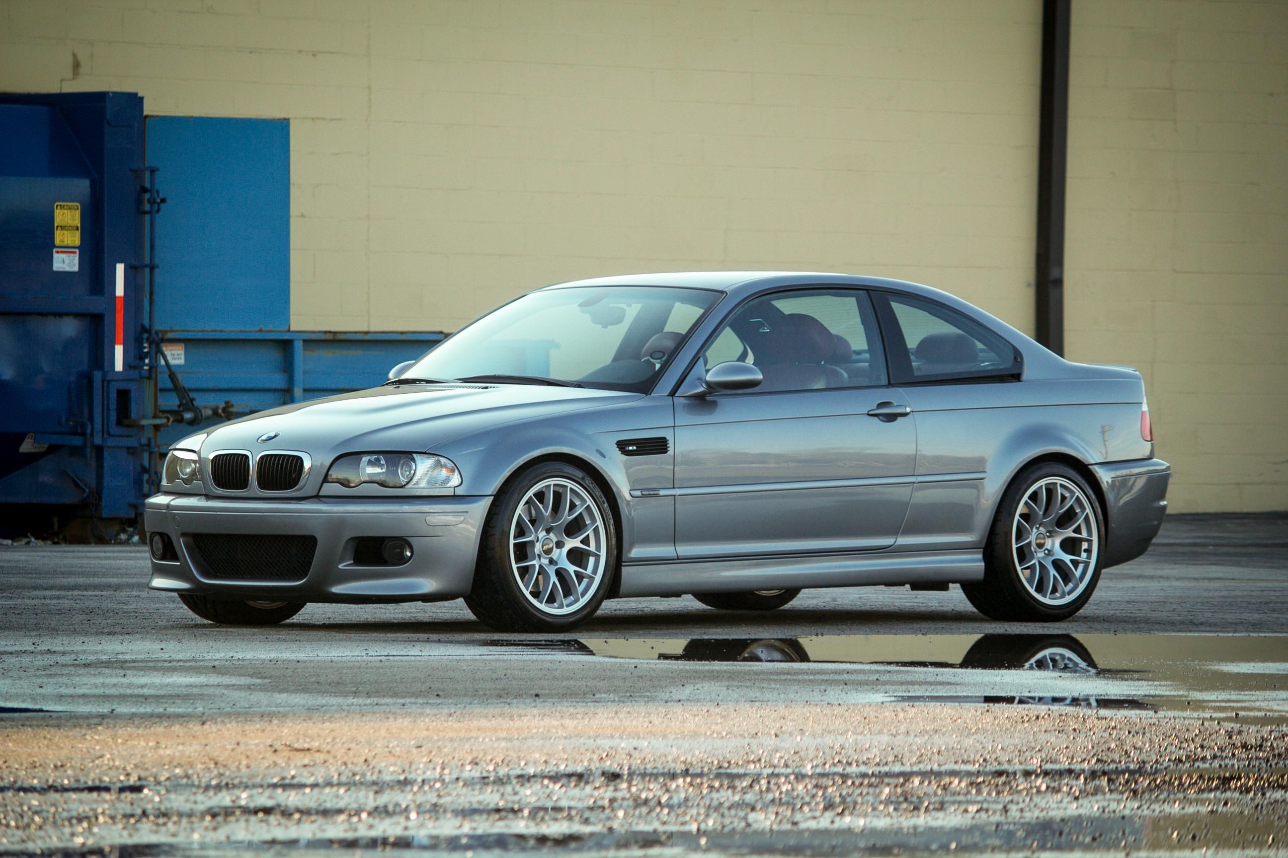 Silver BMW E46 M3 with 18" EC-7 Apex wheels in Race Silver