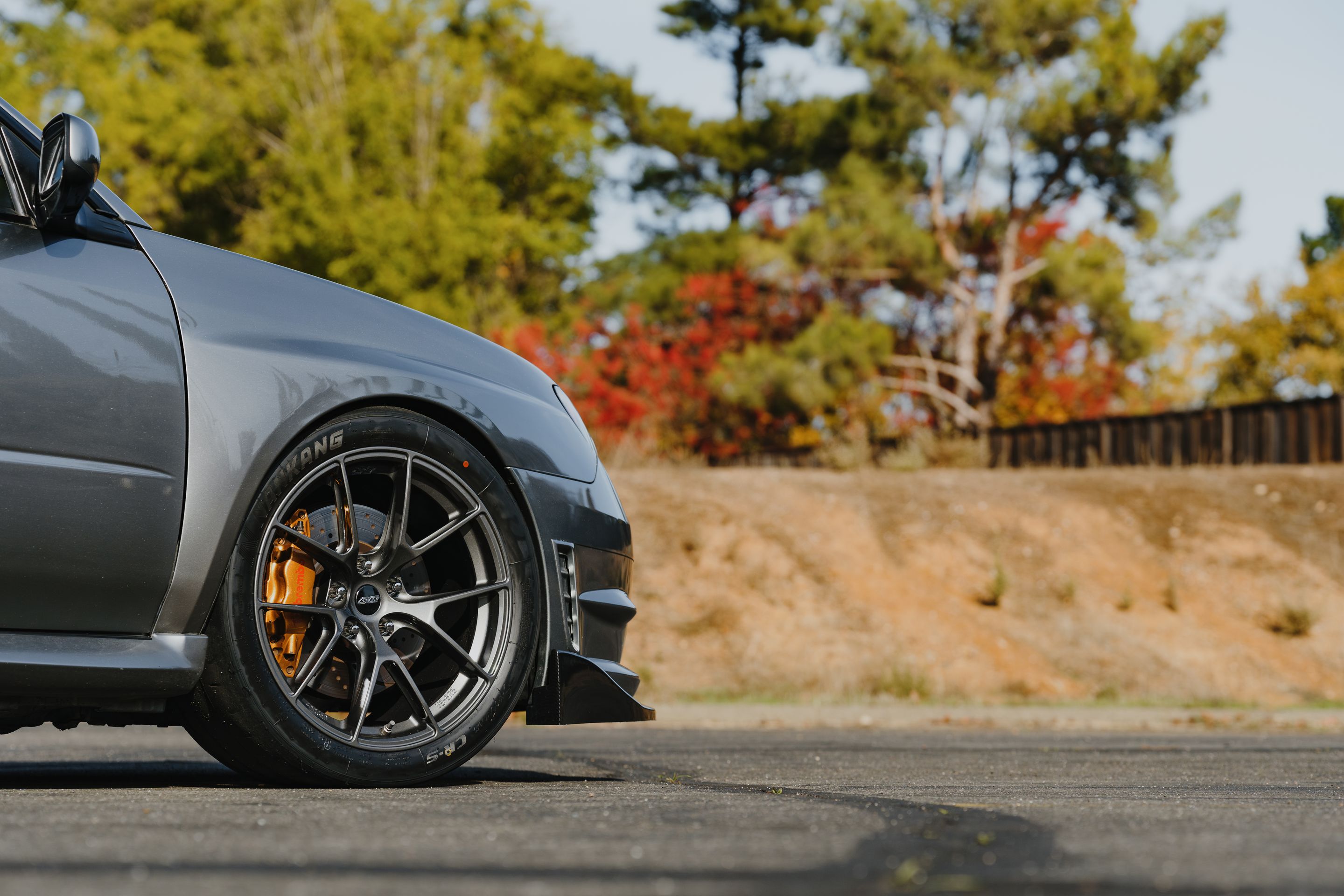 Silver Subaru GD WRX STI with 18" VS-5RS Apex wheels in Anthracite
