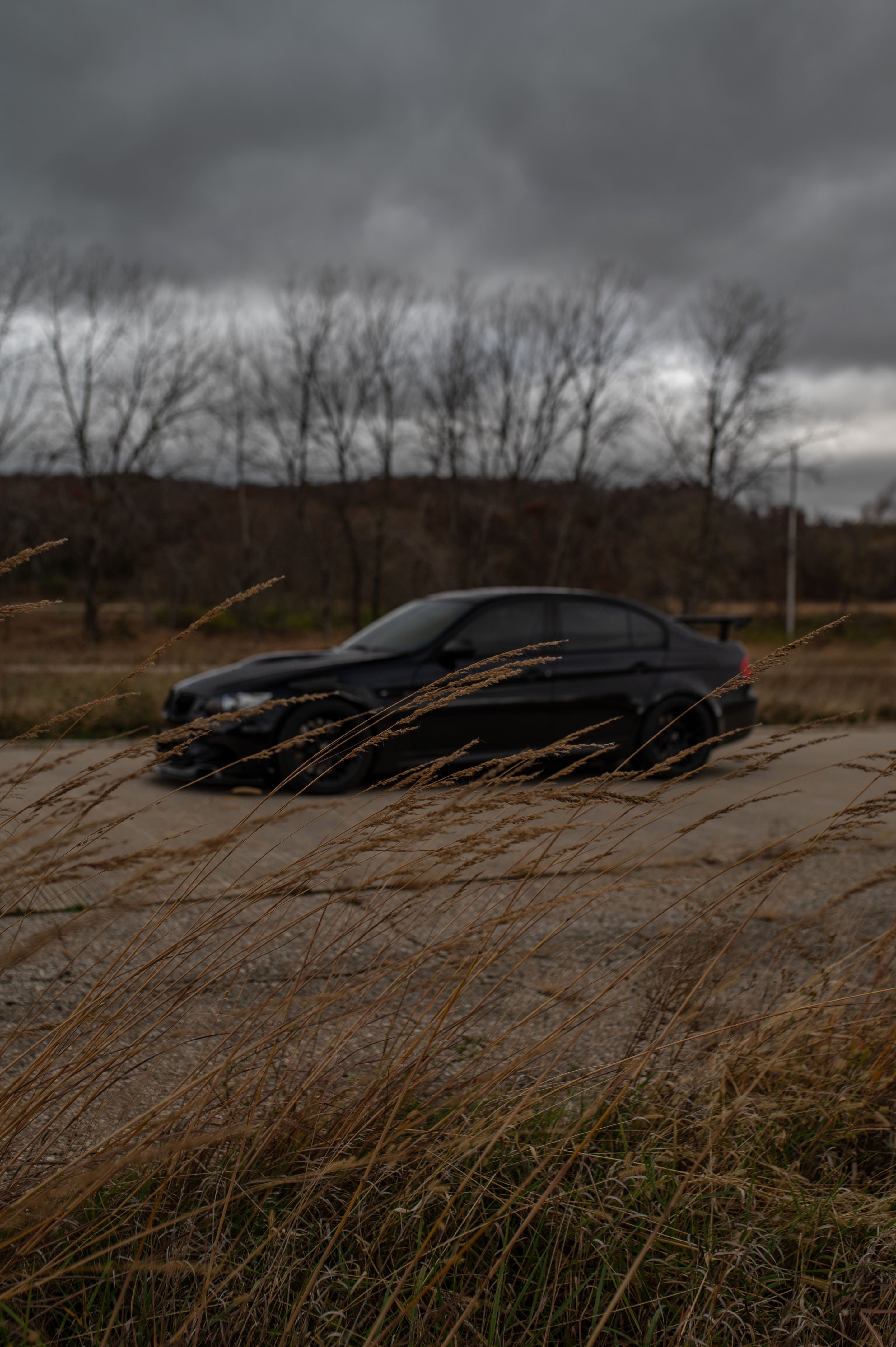 Black BMW E90 Sedan M3 with 18" ARC-8 Apex wheels in Satin Black
