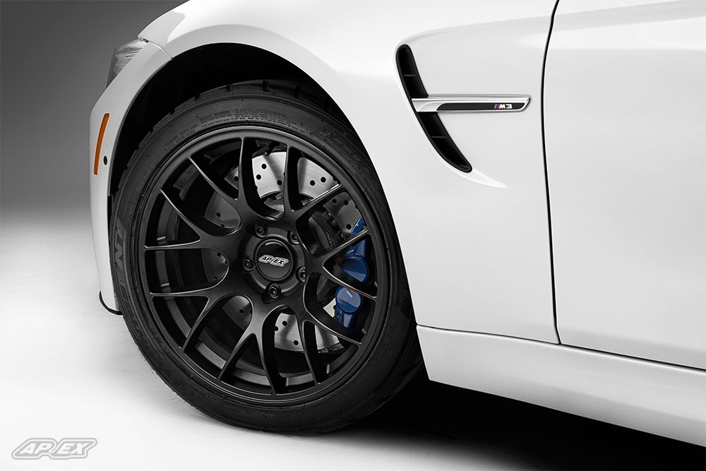 White BMW F80 M3 with 18" EC-7 Apex wheels in Satin Black