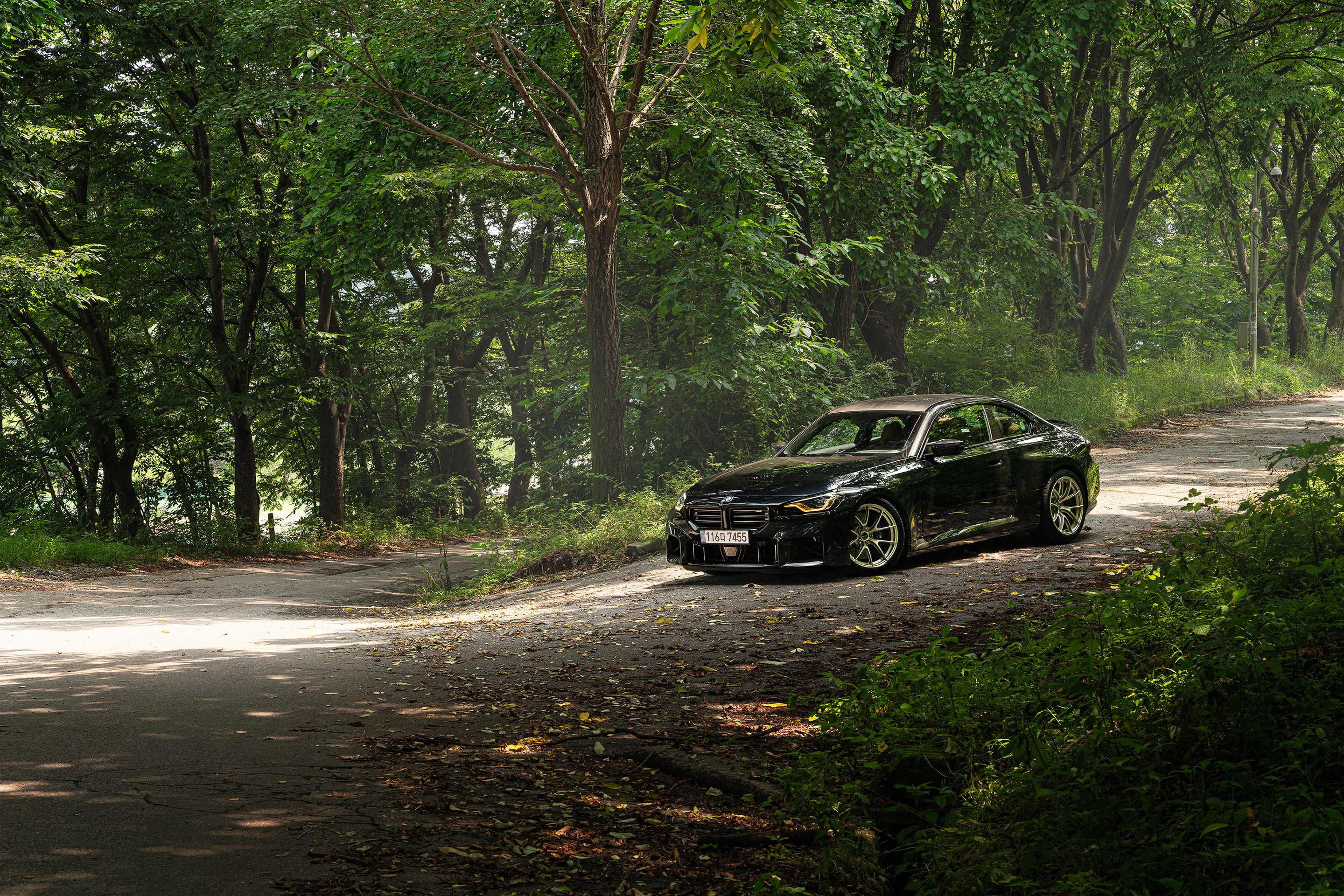 Black BMW G87 M2 with 19" VS-5RS Apex wheels in Motorsport Gold