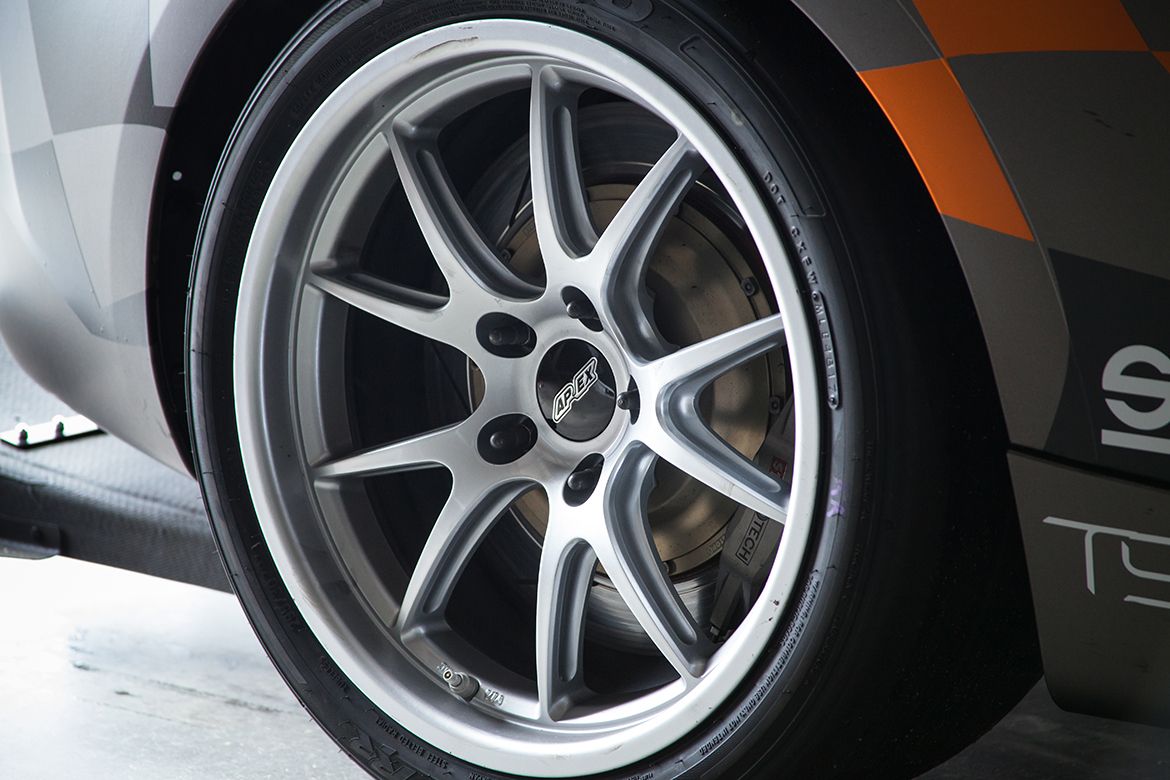 Grey BMW F87 M2 with 18" FL-5 Apex wheels in Race Silver