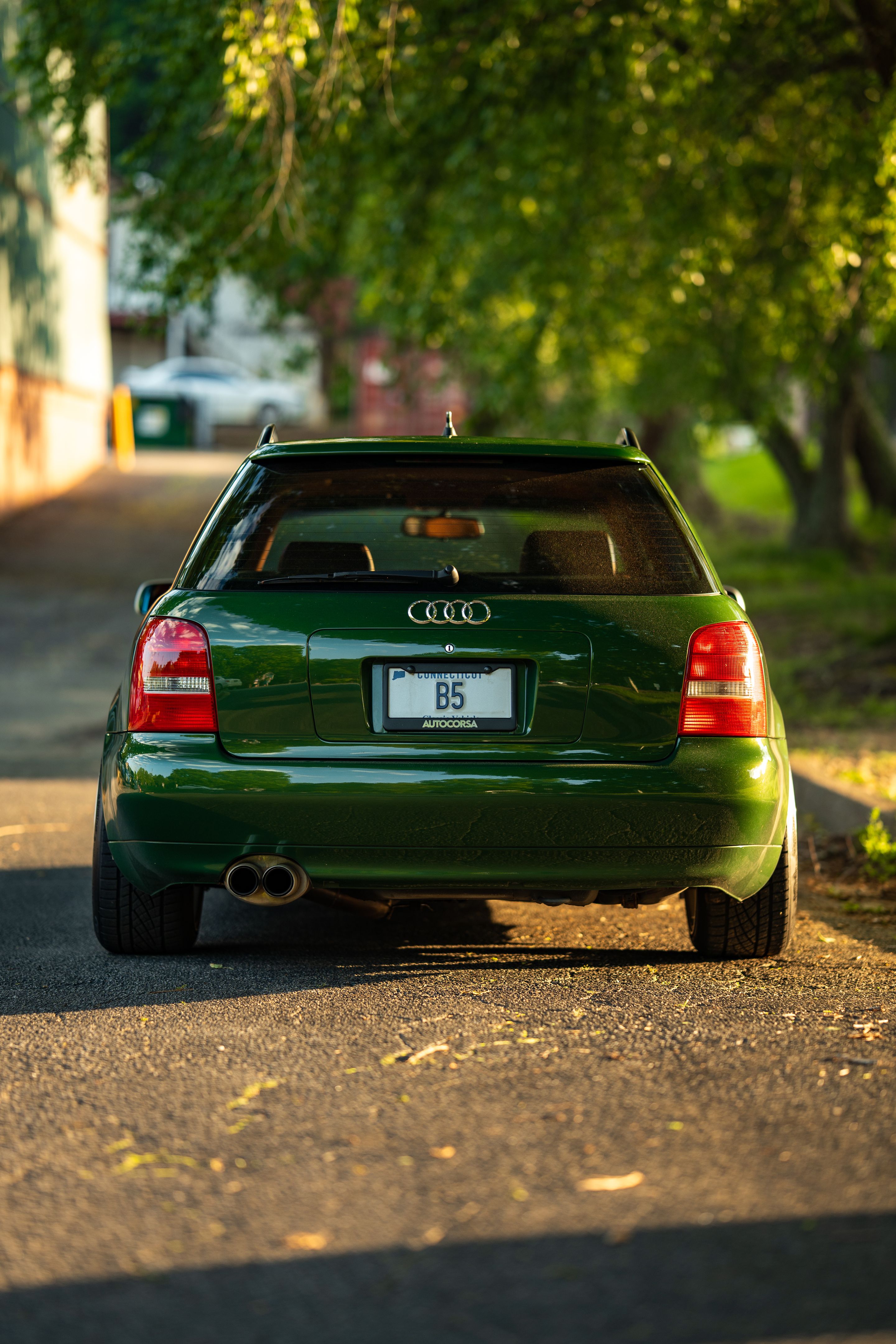 Green Audi B5 S4 Avant/Wagon with 18" ML-10RT Apex wheels in Machined Lip Gloss Motorsport Gold