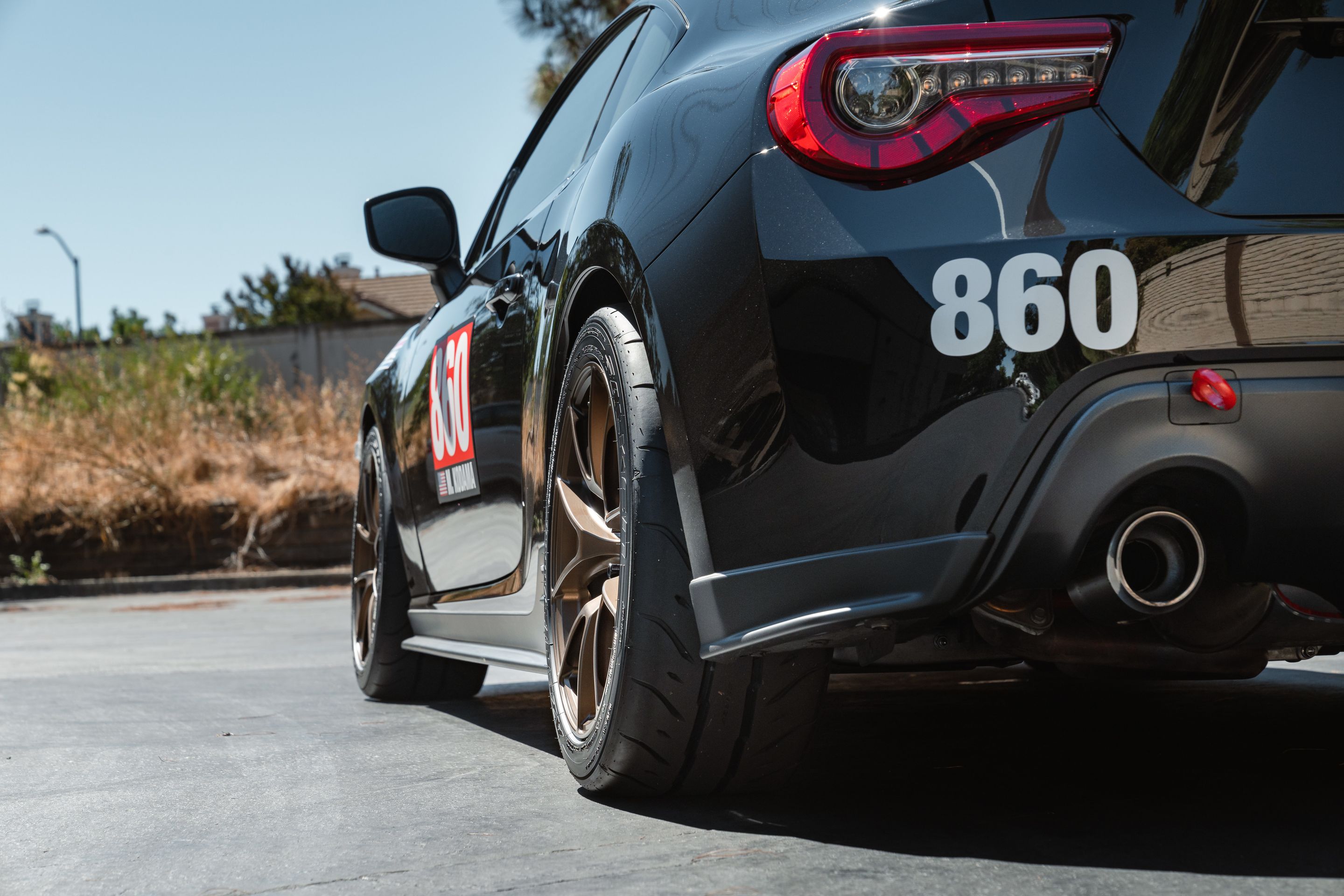 Black Subaru ZC6 / Gen 1 BRZ with 17" VS-5RS Apex wheels in Satin Bronze