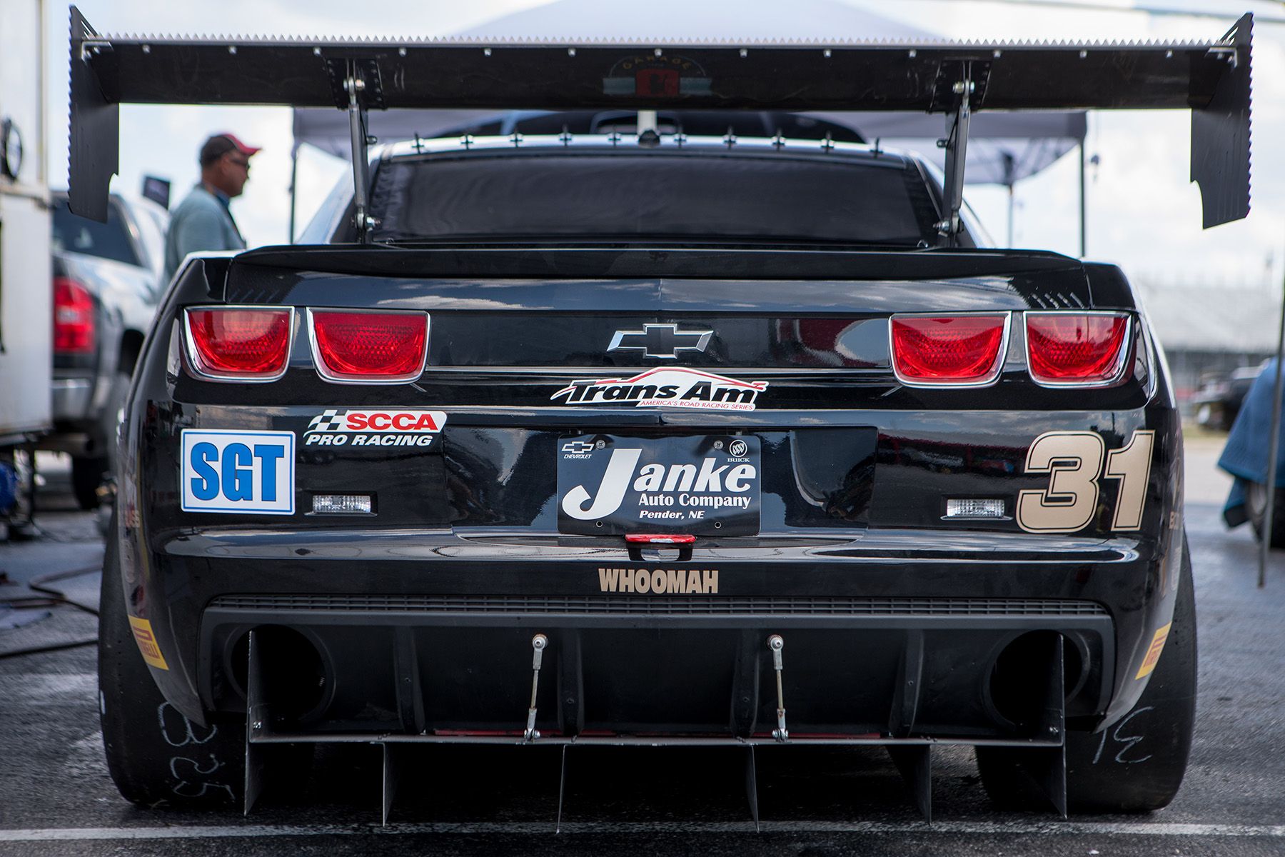 Black Chevrolet 5th Gen Camaro SS with 18" EC-7 Apex wheels in Anthracite