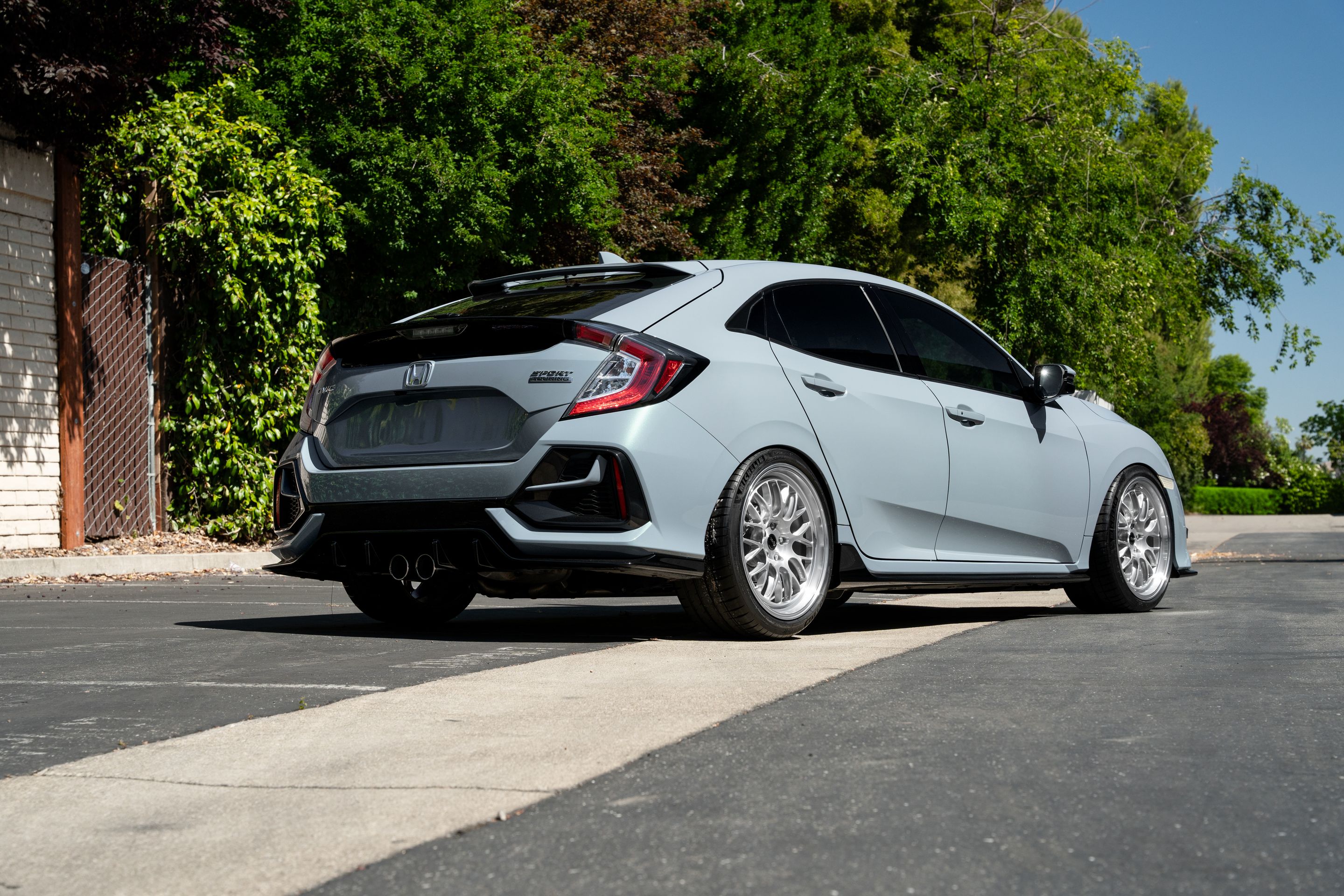 Grey Honda 10th Gen Civic with 19" ML-10RT Apex wheels in Machined Lip Brushed Clear