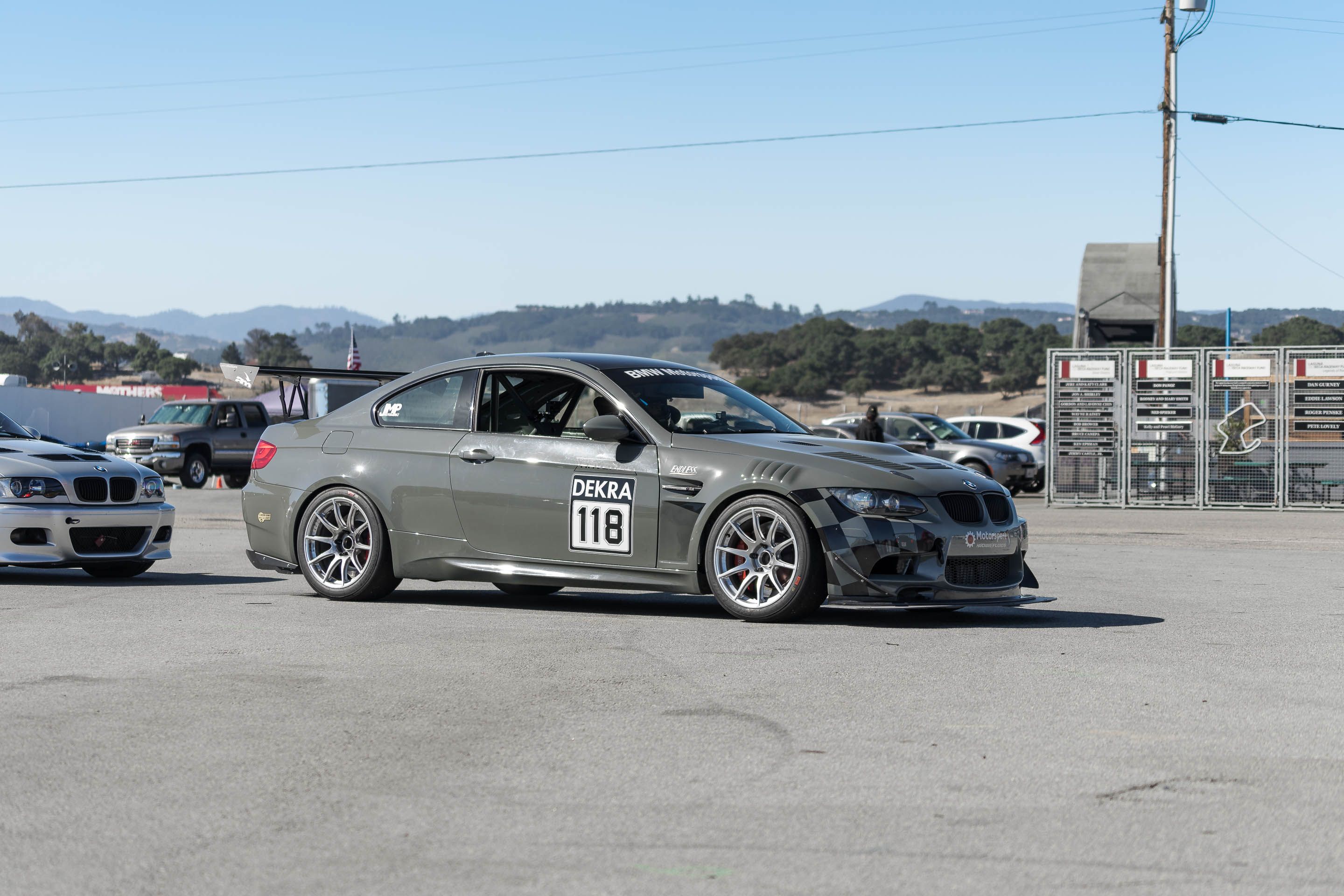 Grey BMW E92 Coupe M3 with 18" SM-10 Apex wheels in Race Silver